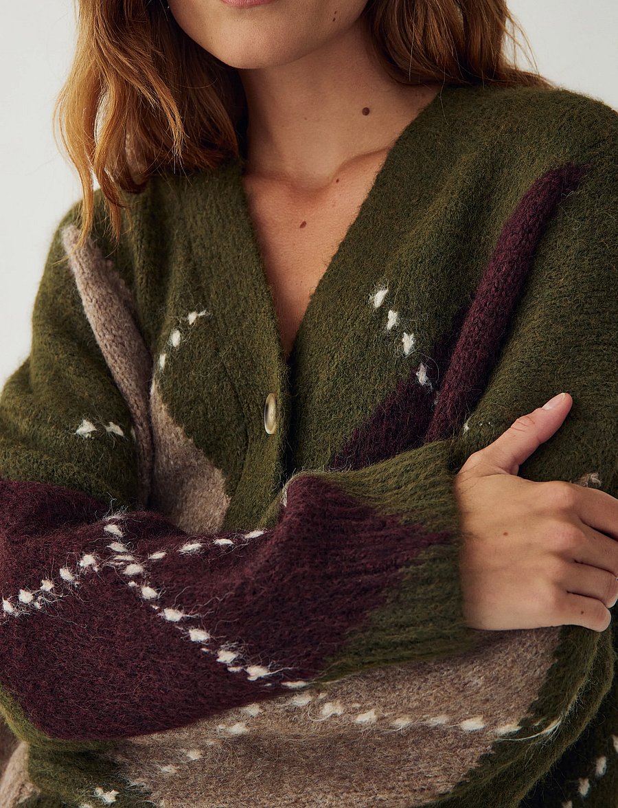 Noella - N-Laiana Knit Cardigan - strickjacken - avocado green mix - 4
