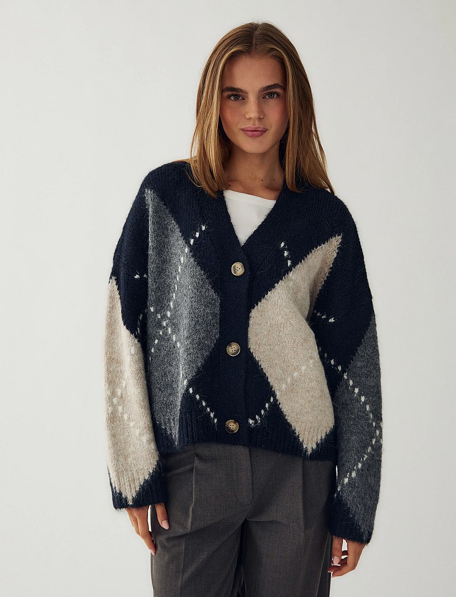 Noella - N-Laiana Knit Cardigan - cardigans - navy mix - 0