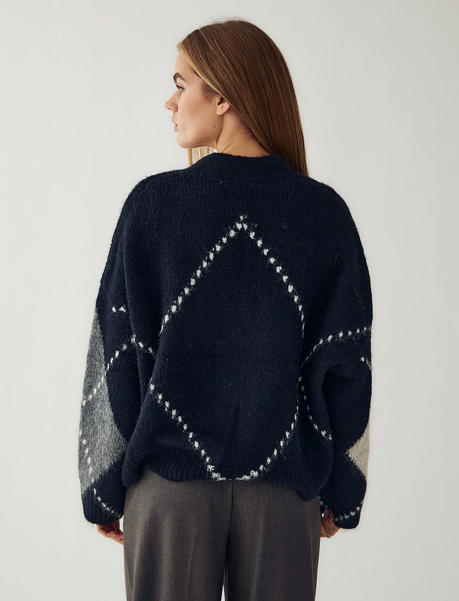 Noella - N-Laiana Knit Cardigan - cardigans - navy mix - 3