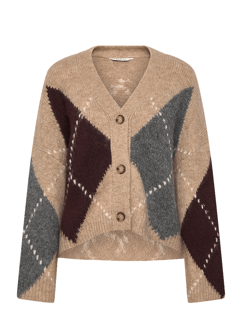 Noella - N-Laiana Knit Cardigan - koftor - sand melange - 1