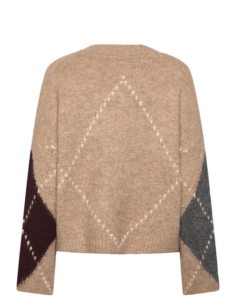 Noella - N-Laiana Knit Cardigan - koftor - sand melange - 2