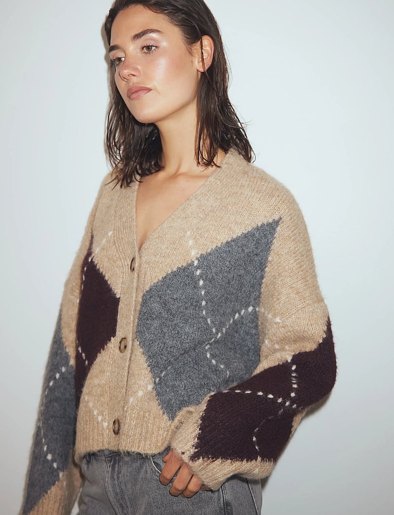 Noella - N-Laiana Knit Cardigan - koftor - sand melange - 0