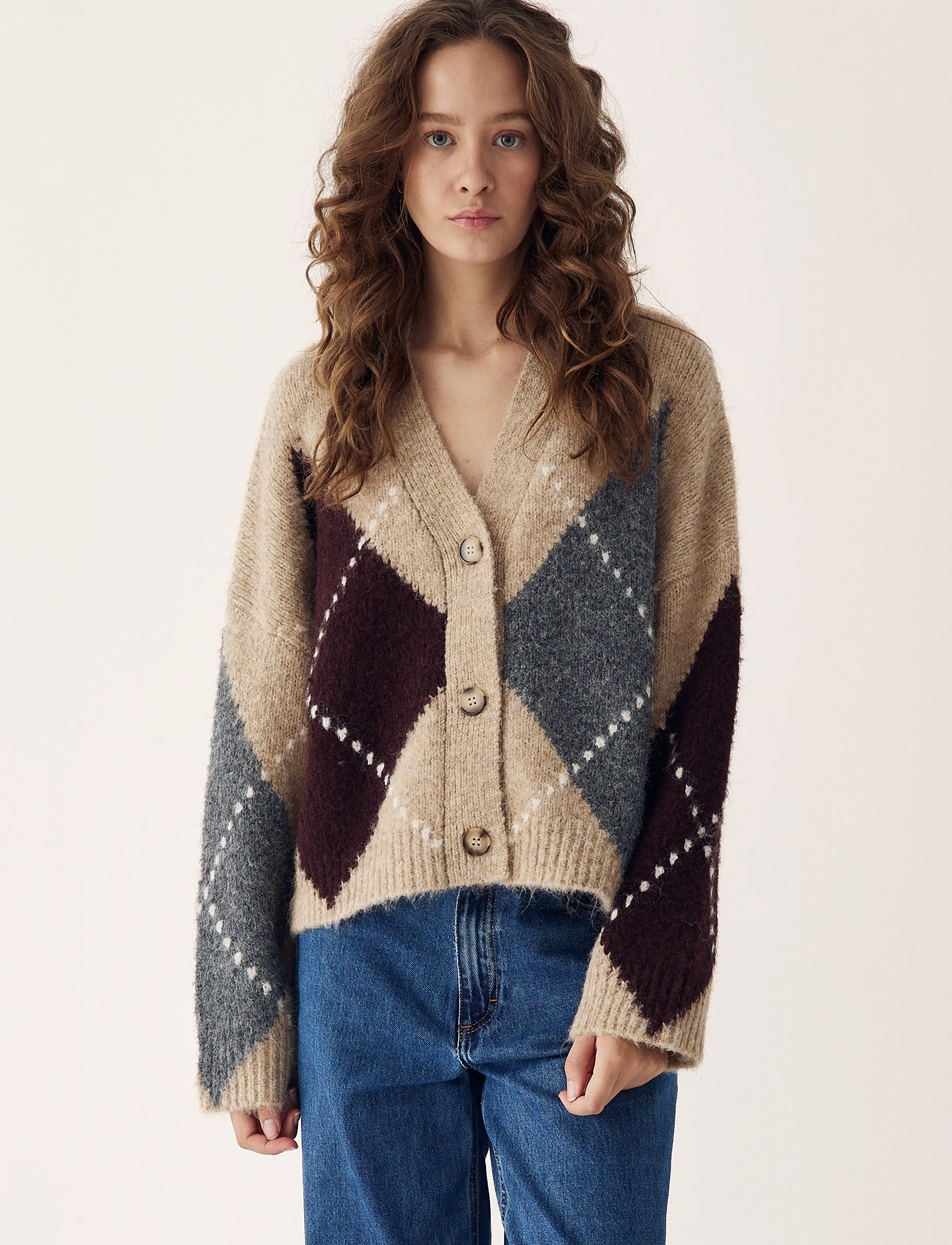 Noella - N-Laiana Knit Cardigan - koftor - sand melange - 0