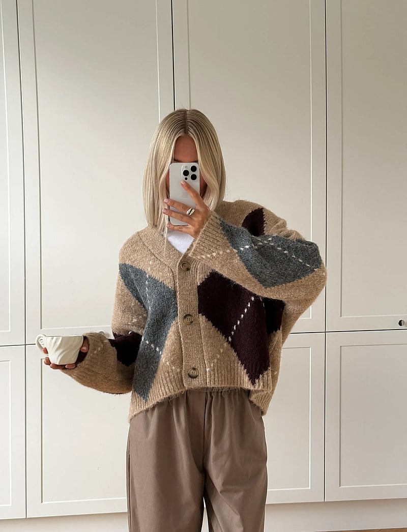 Noella - N-Laiana Knit Cardigan - koftor - sand melange - 4