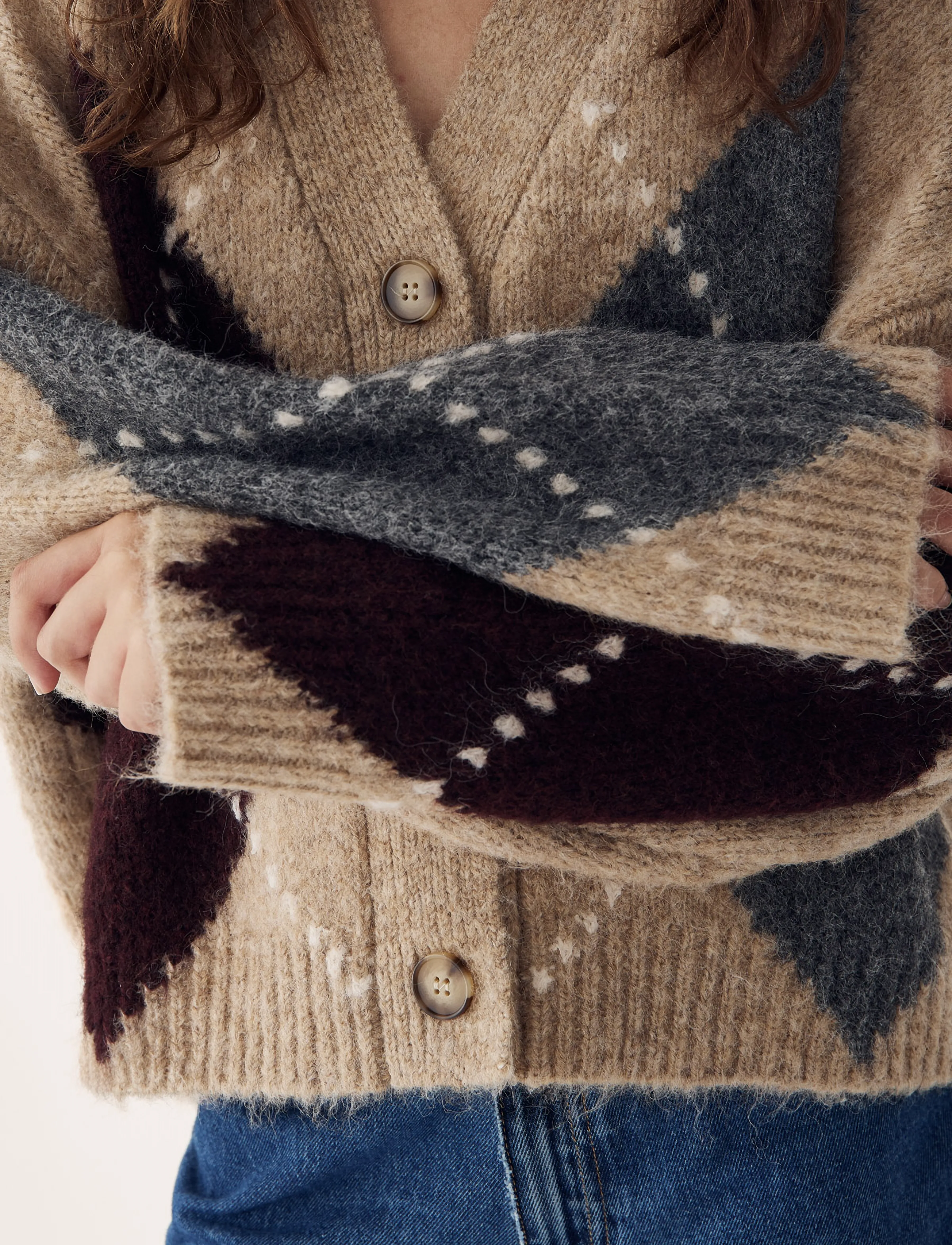 Noella - N-Laiana Knit Cardigan - koftor - sand melange - 4