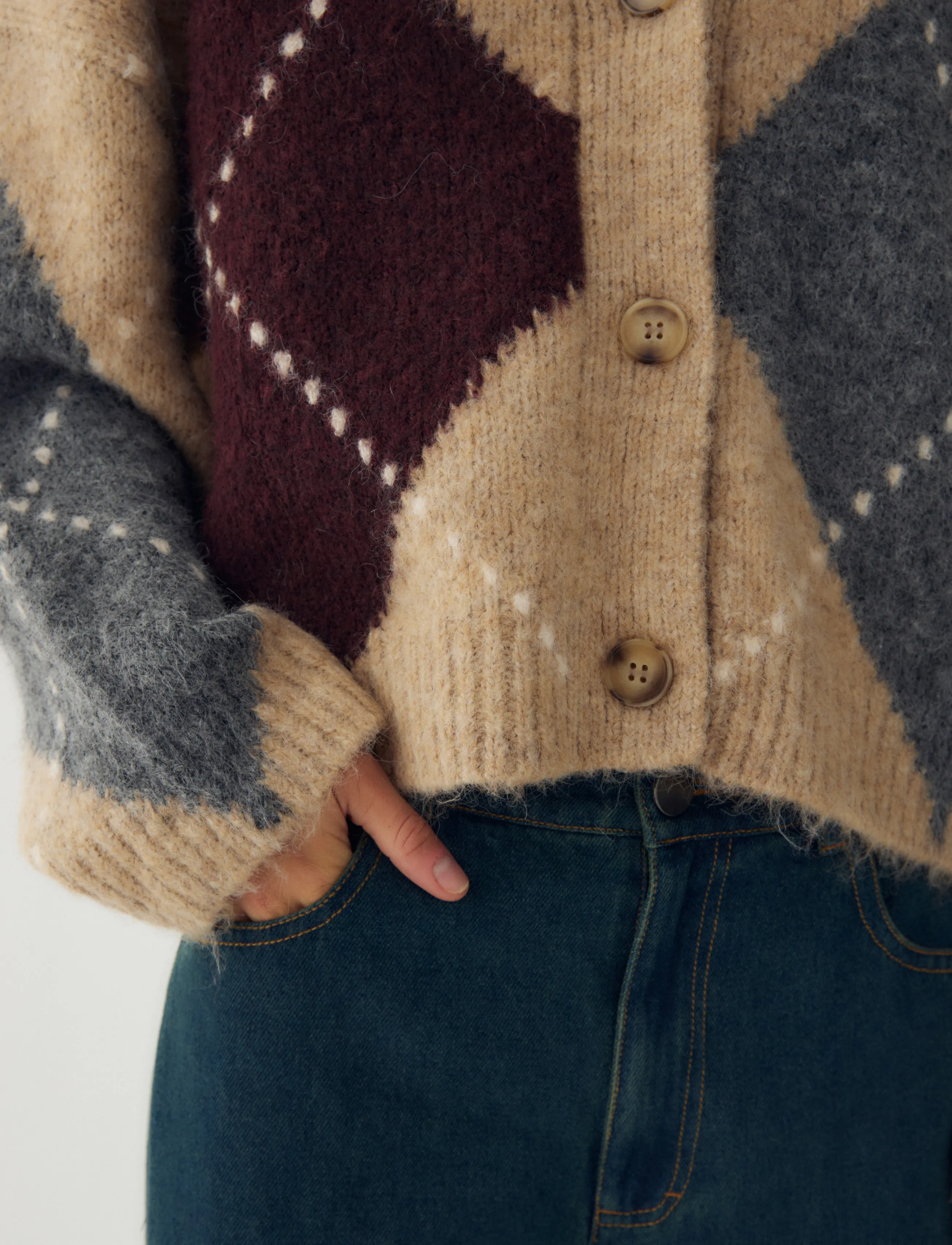 Noella - N-Laiana Knit Cardigan - koftor - sand melange - 4