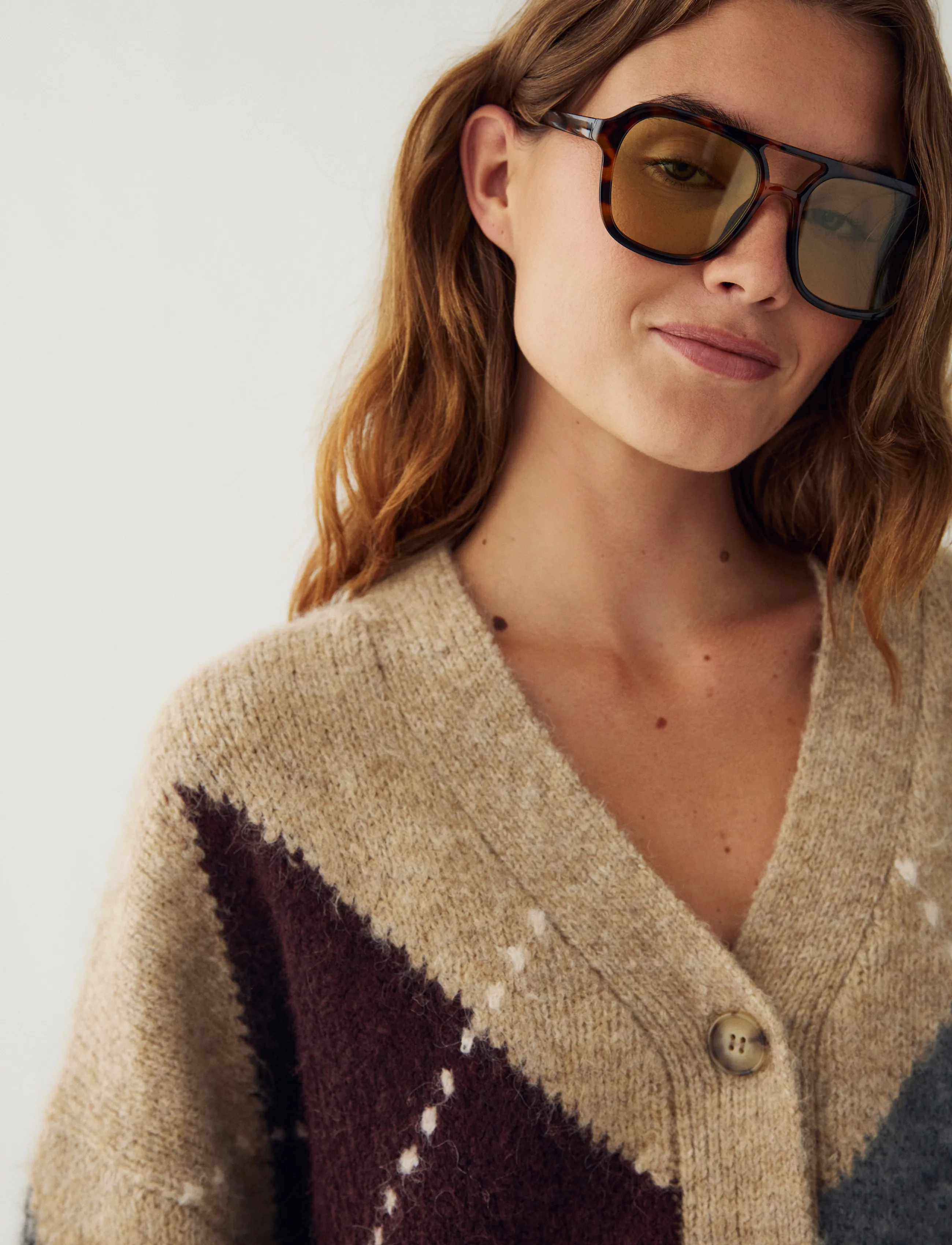 Noella - N-Laiana Knit Cardigan - koftor - sand melange - 5