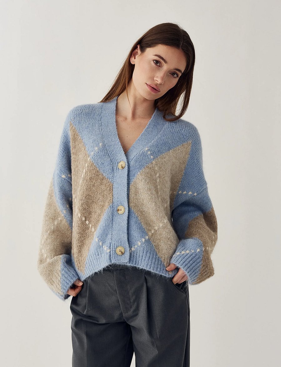 Noella - N-Laiana Knit Cardigan - strickjacken - sky blue mix - 0