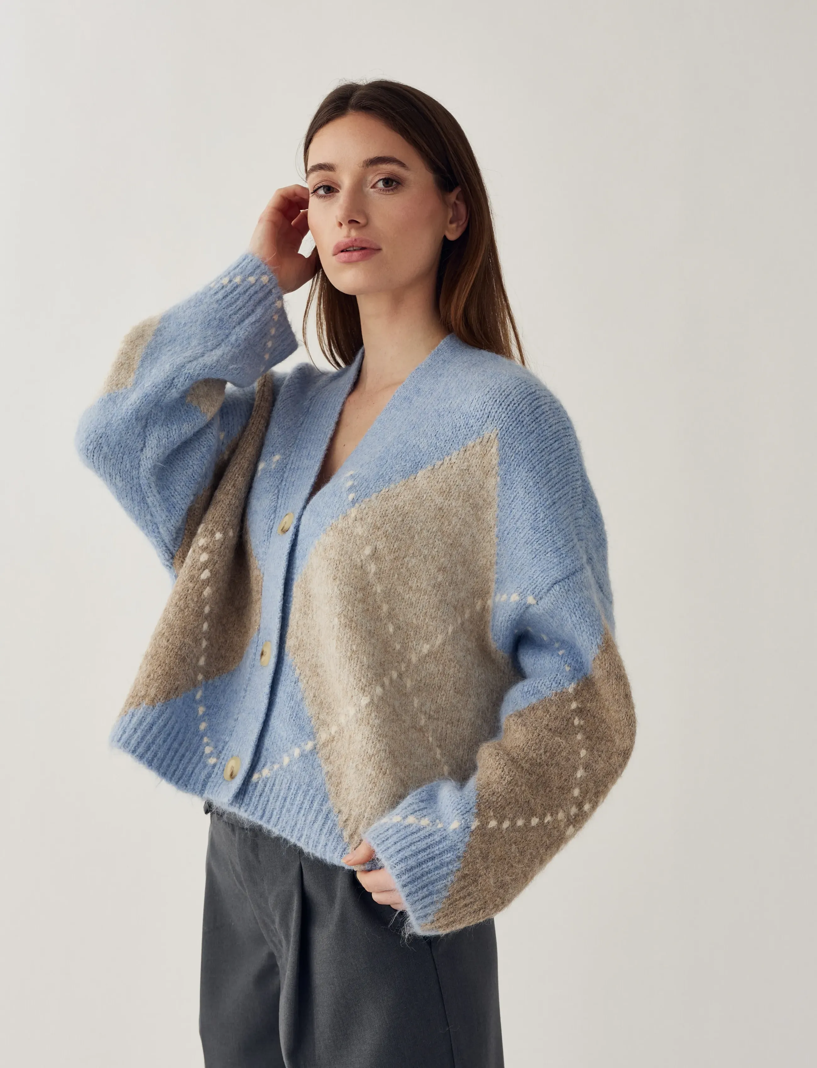 Noella - N-Laiana Knit Cardigan - gilets - sky blue mix - 5