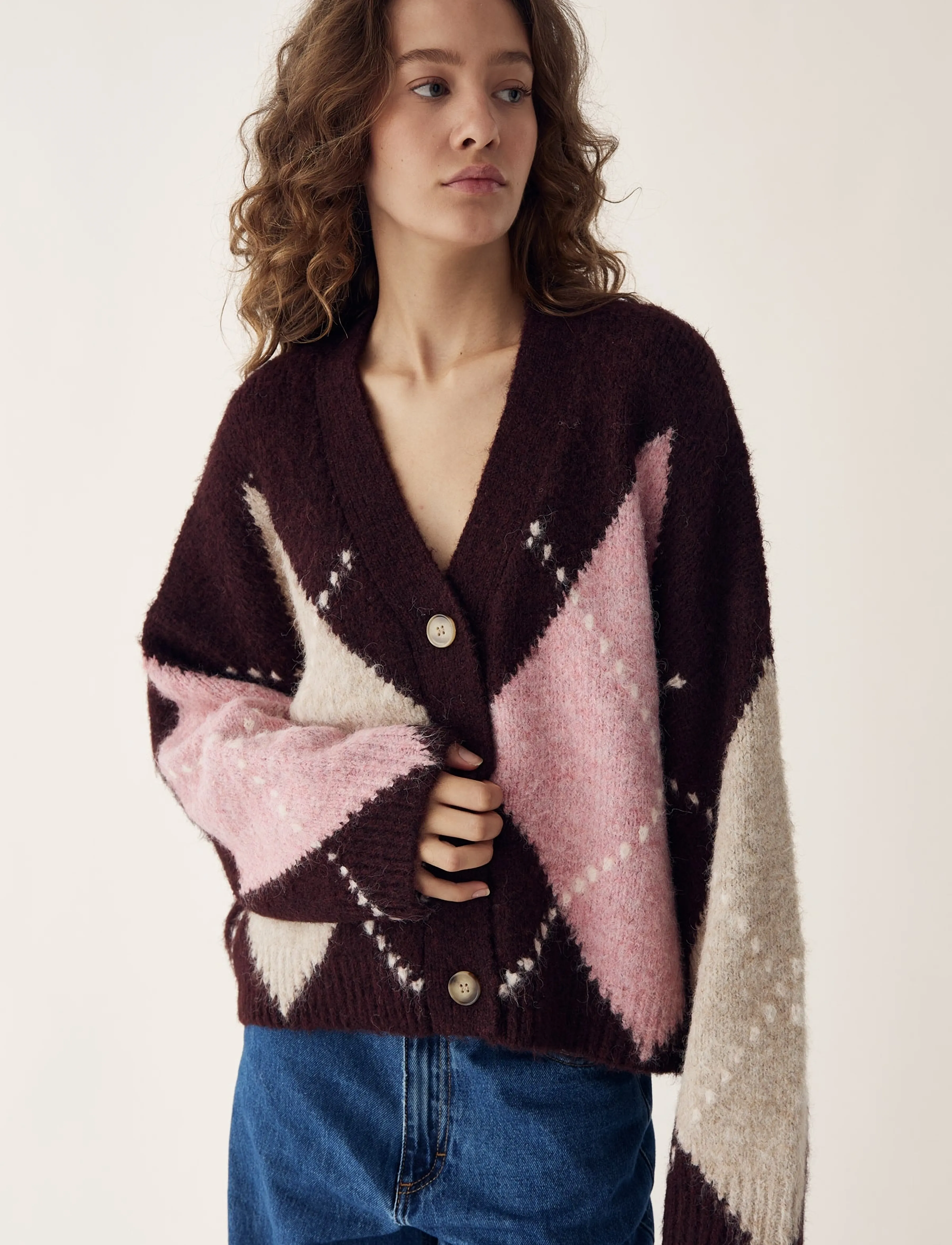 Noella N-Laiana Knit Cardigan - Kudumid - WINETASTING MIX / burgundy