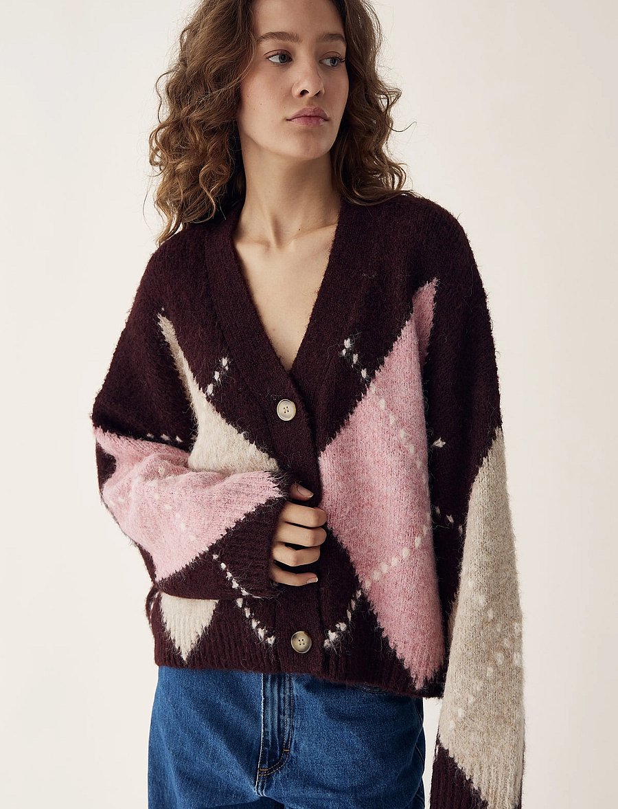 Noella - N-Laiana Knit Cardigan - cardigans - winetasting mix - 0