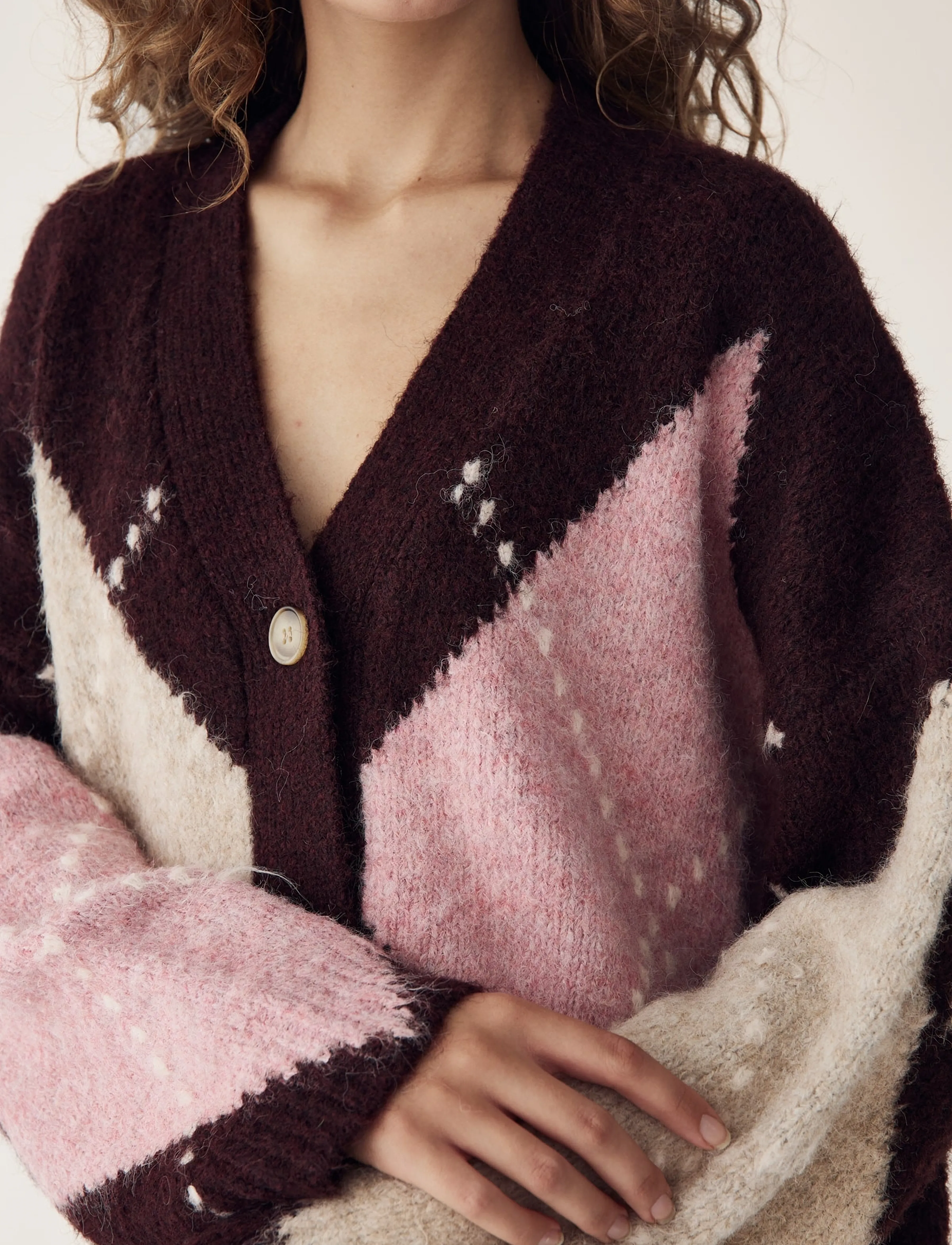 Noella - N-Laiana Knit Cardigan - cardigans - winetasting mix - 3