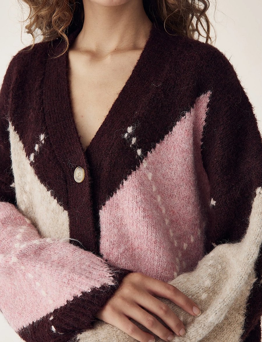 Noella - N-Laiana Knit Cardigan - cardigans - winetasting mix - 3