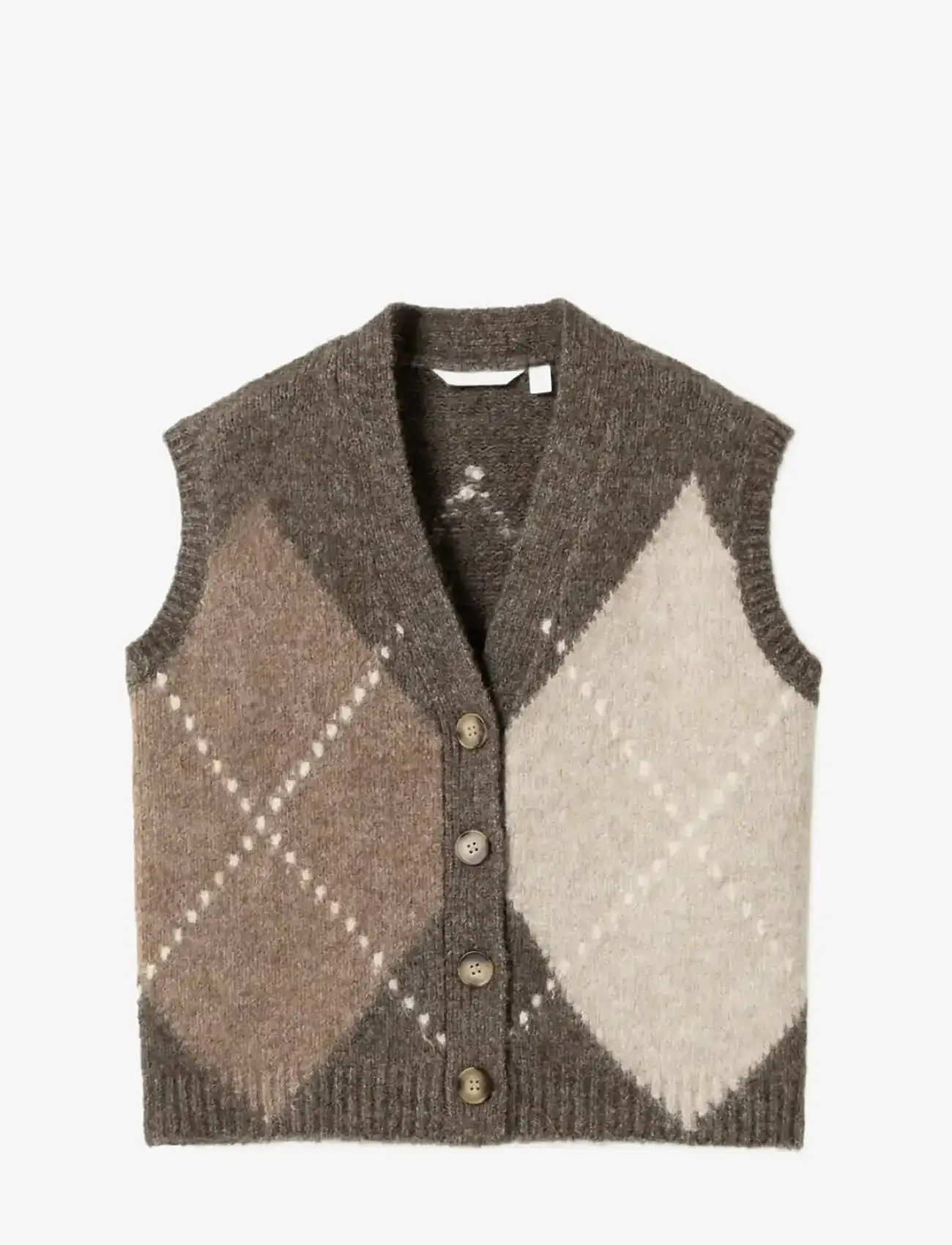 Noella - N-Laiana Knit Vest - strikveste - ash brown mix - 1