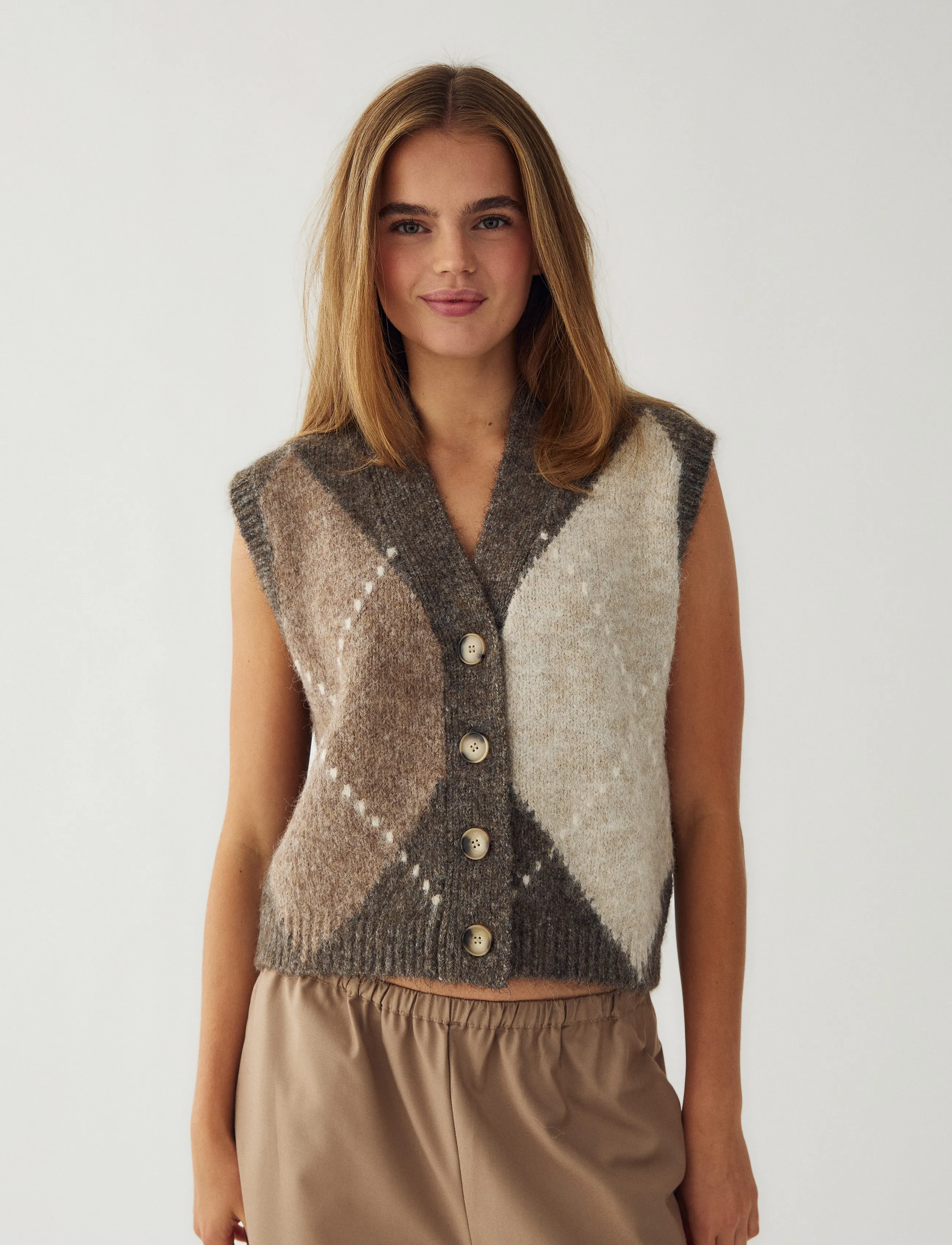 Noella - N-Laiana Knit Vest - strickwesten - ash brown mix - 0