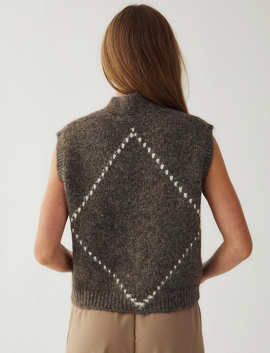 Noella - N-Laiana Knit Vest - strickwesten - ash brown mix - 3