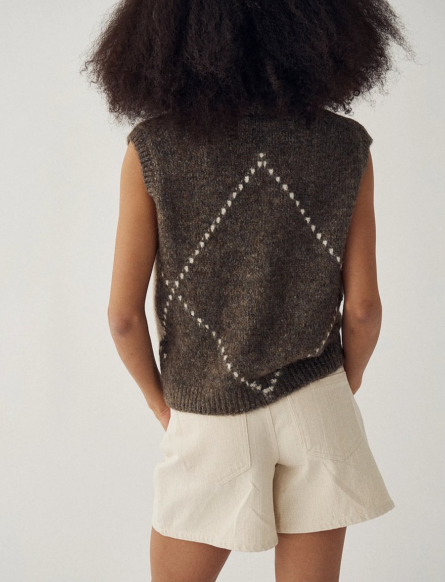 Noella - N-Laiana Knit Vest - strickwesten - ash brown mix - 3