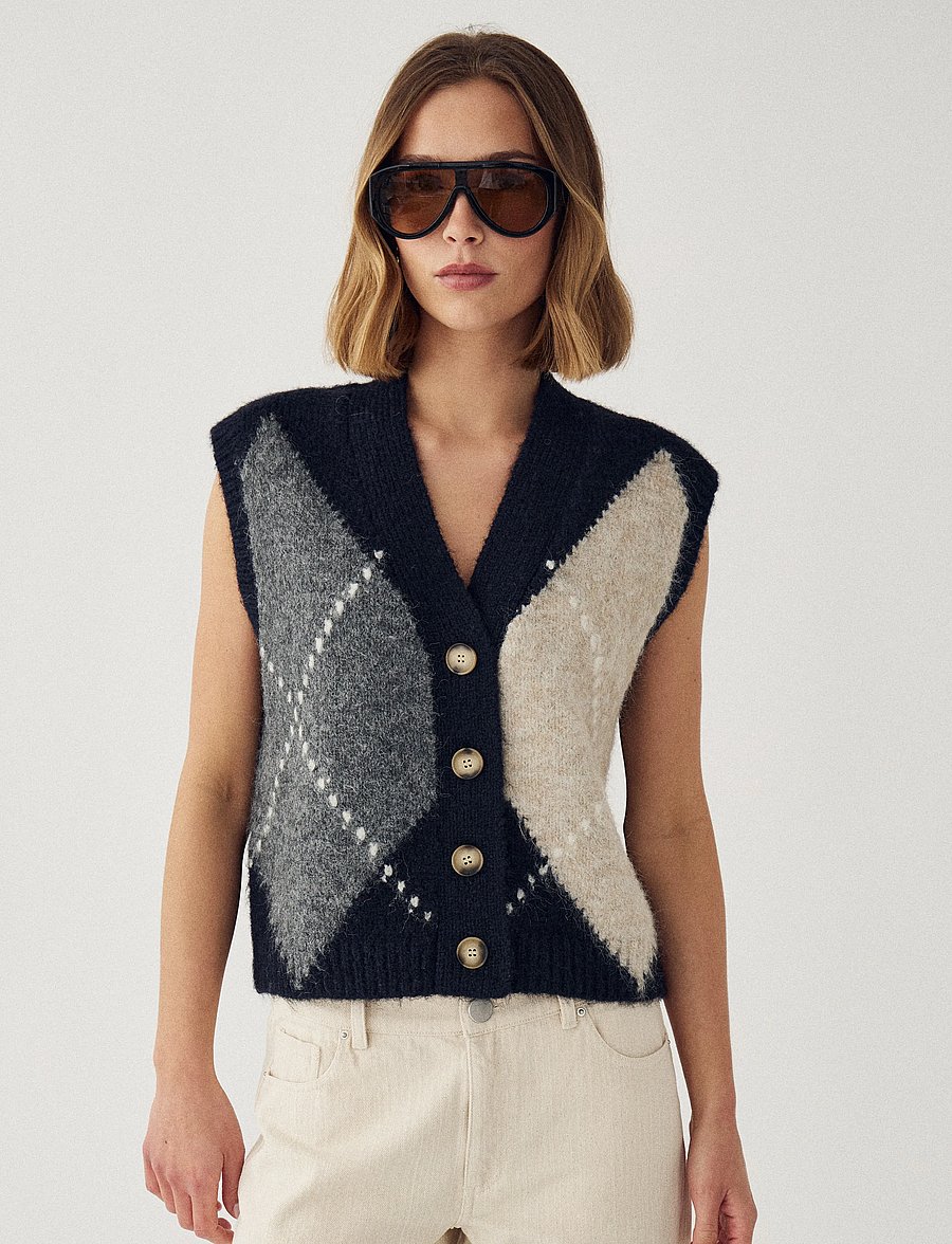 Noella - N-Laiana Knit Vest - gebreide vesten - navy mix - 0