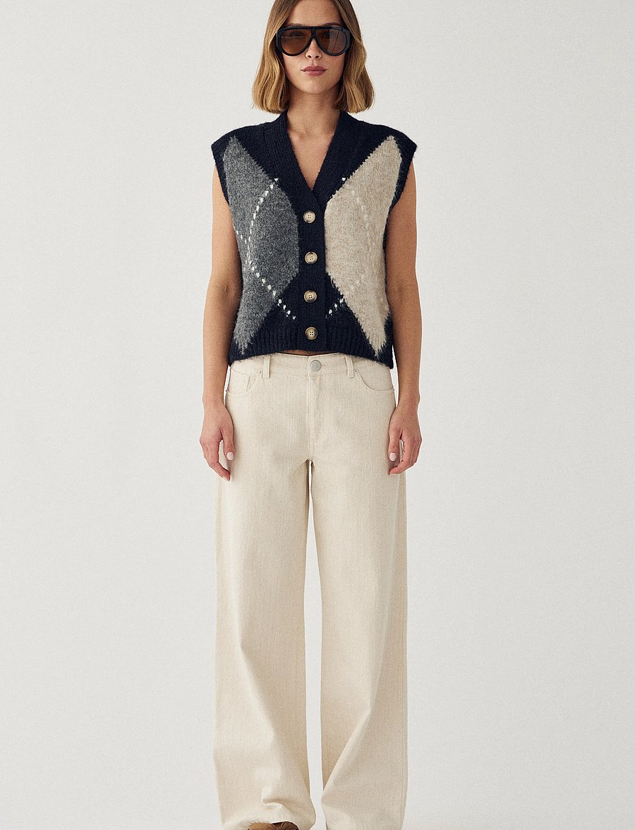Noella - N-Laiana Knit Vest - strickwesten - navy mix - 0