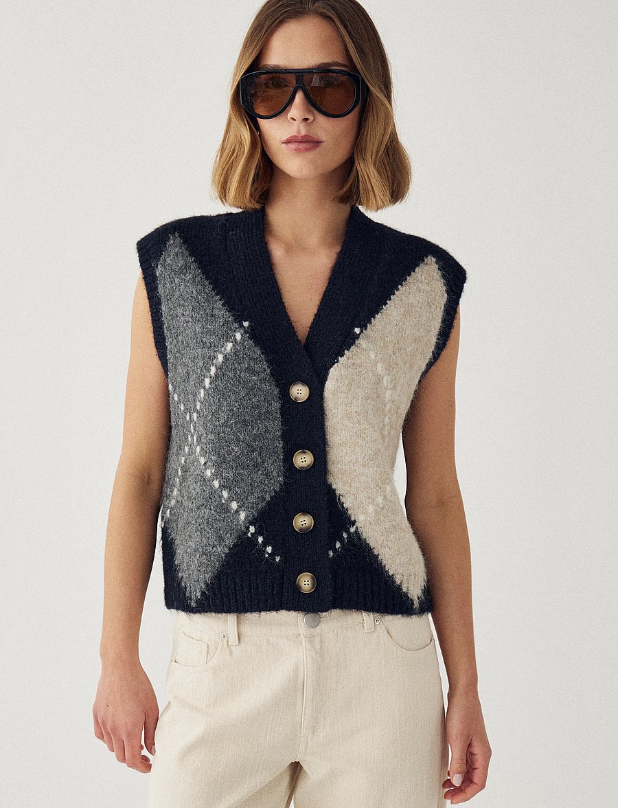 Noella - N-Laiana Knit Vest - strickwesten - navy mix - 4