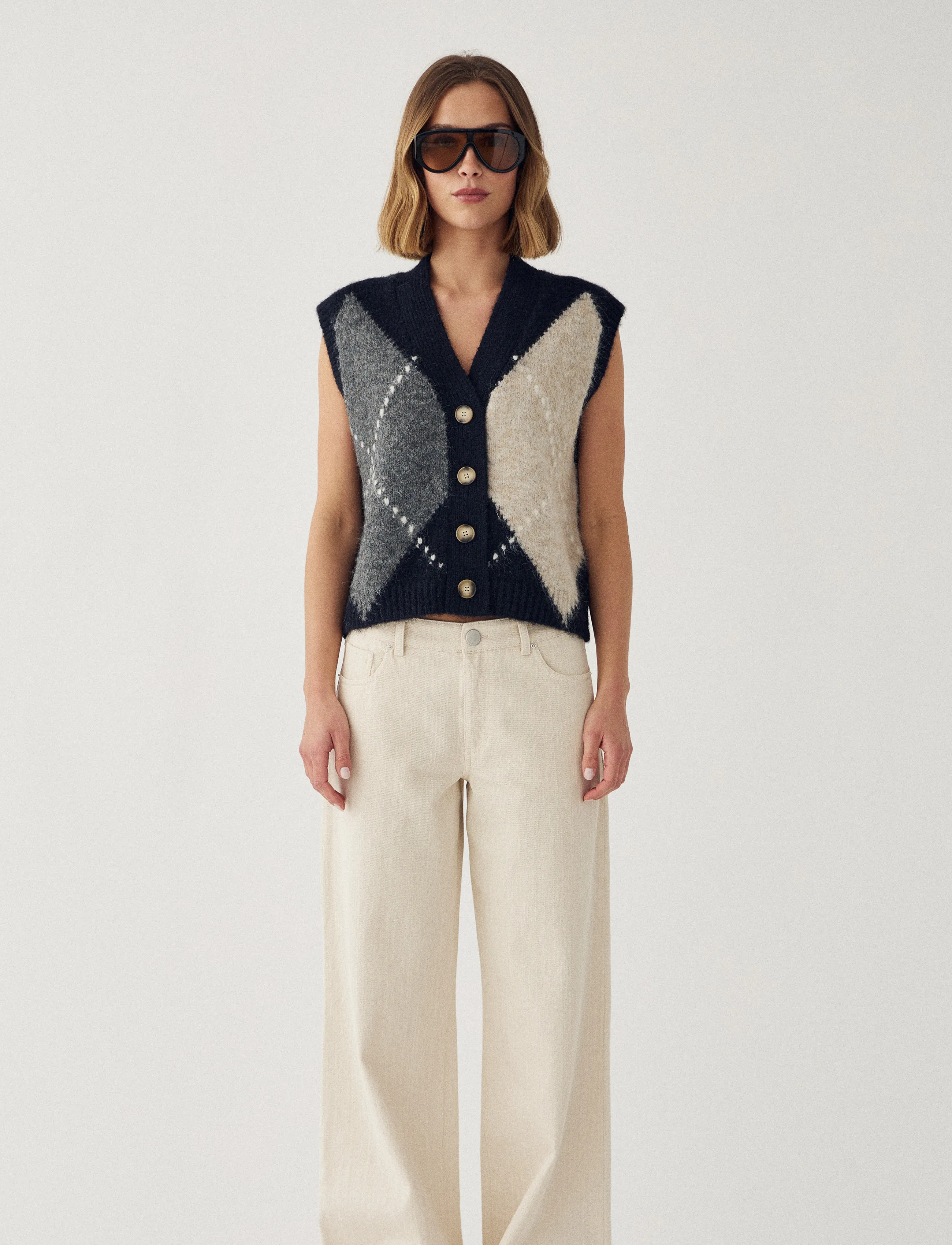 Noella - N-Laiana Knit Vest - gebreide vesten - navy mix - 4