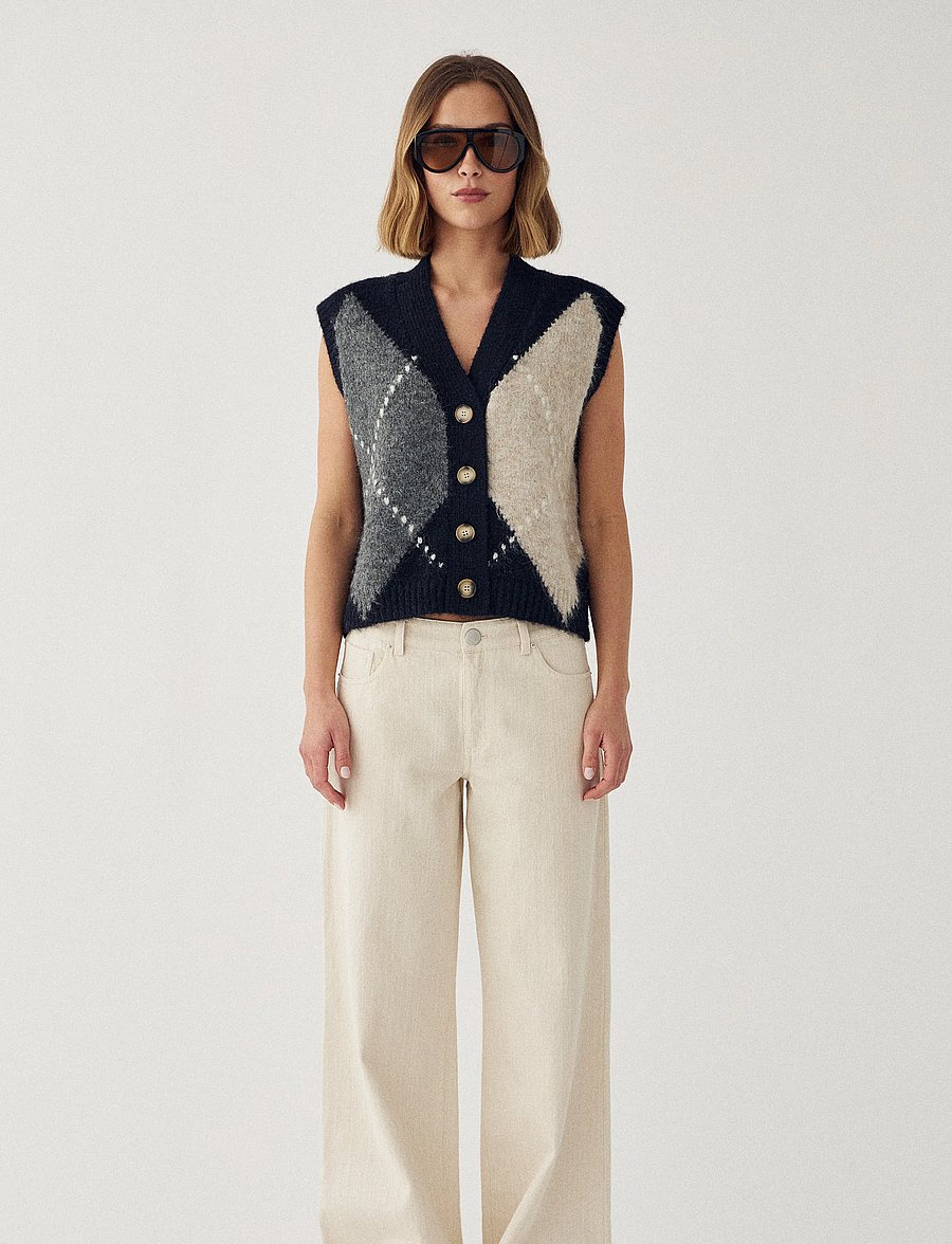 Noella - N-Laiana Knit Vest - gebreide vesten - navy mix - 4