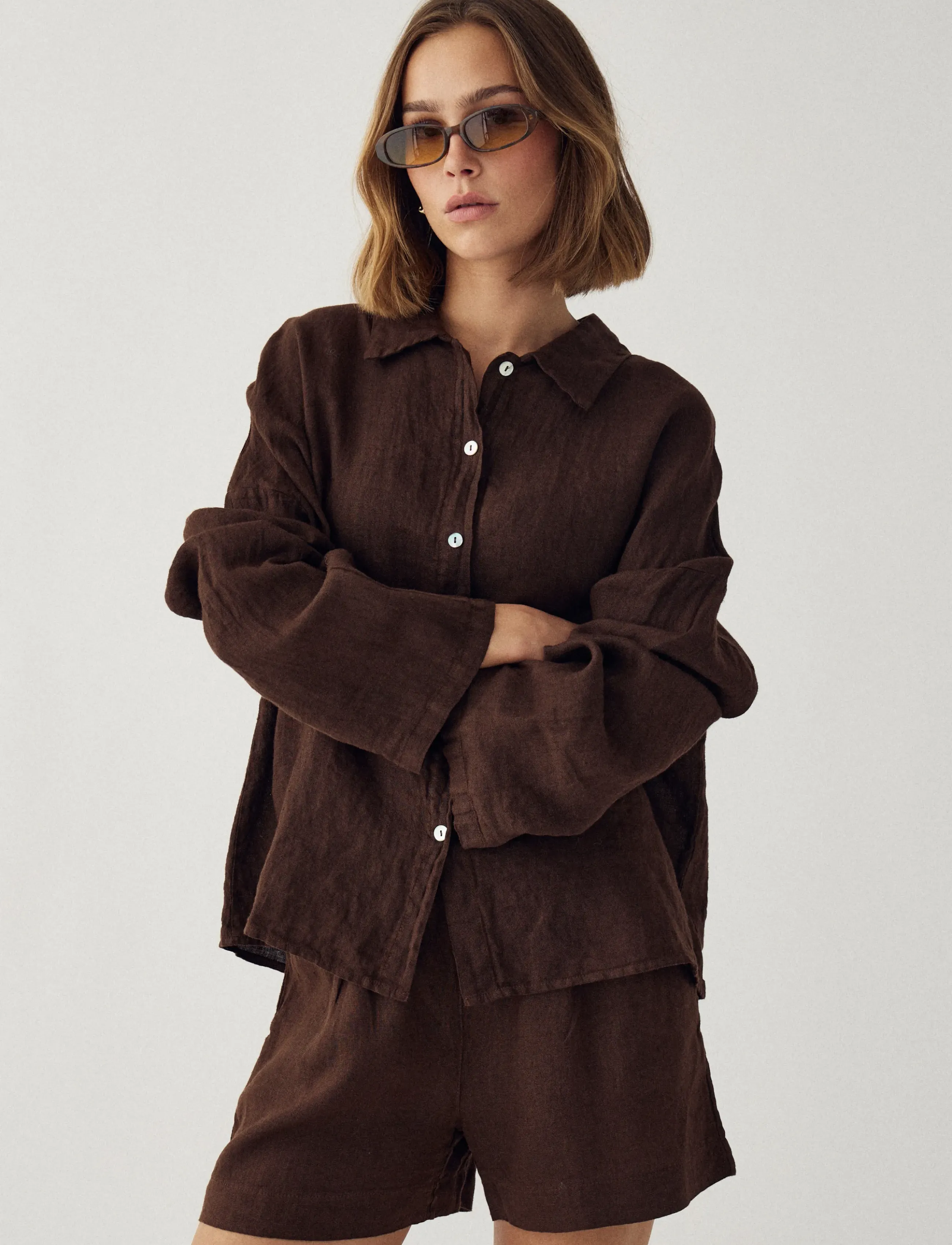 Noella Leanora Shirt, XS/S, Shirts, Braun - Long-sleeved, Frauen