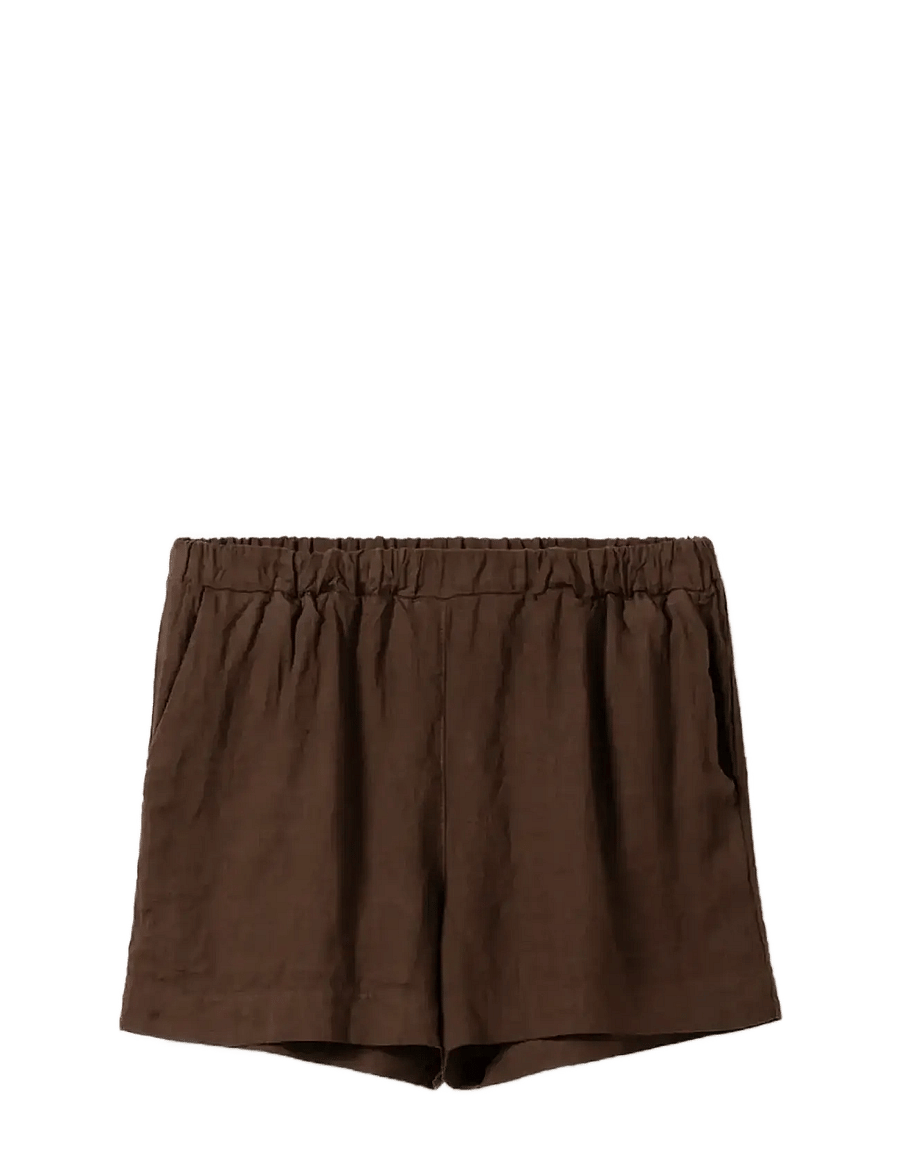 Noella - Layne Shorts - linased lühikesed püksid - chocolate - 1