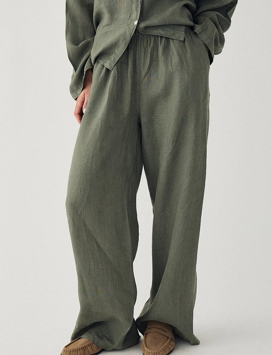 Noella - Lorann Pants - hørbukser - green leaf - 0