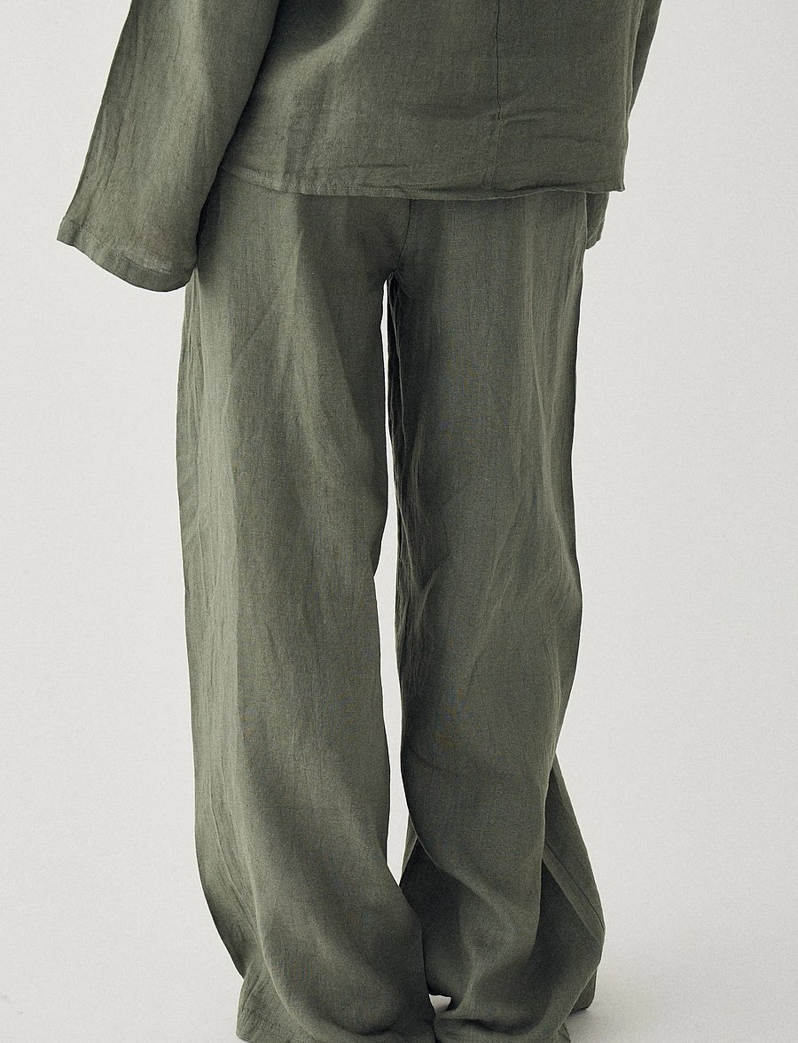 Noella - Lorann Pants - hørbukser - green leaf - 3