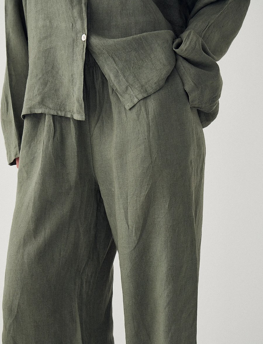 Noella - Lorann Pants - hørbukser - green leaf - 4