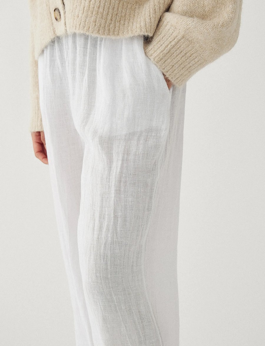 Noella - Lorann Pants - leinenhosen - white - 4