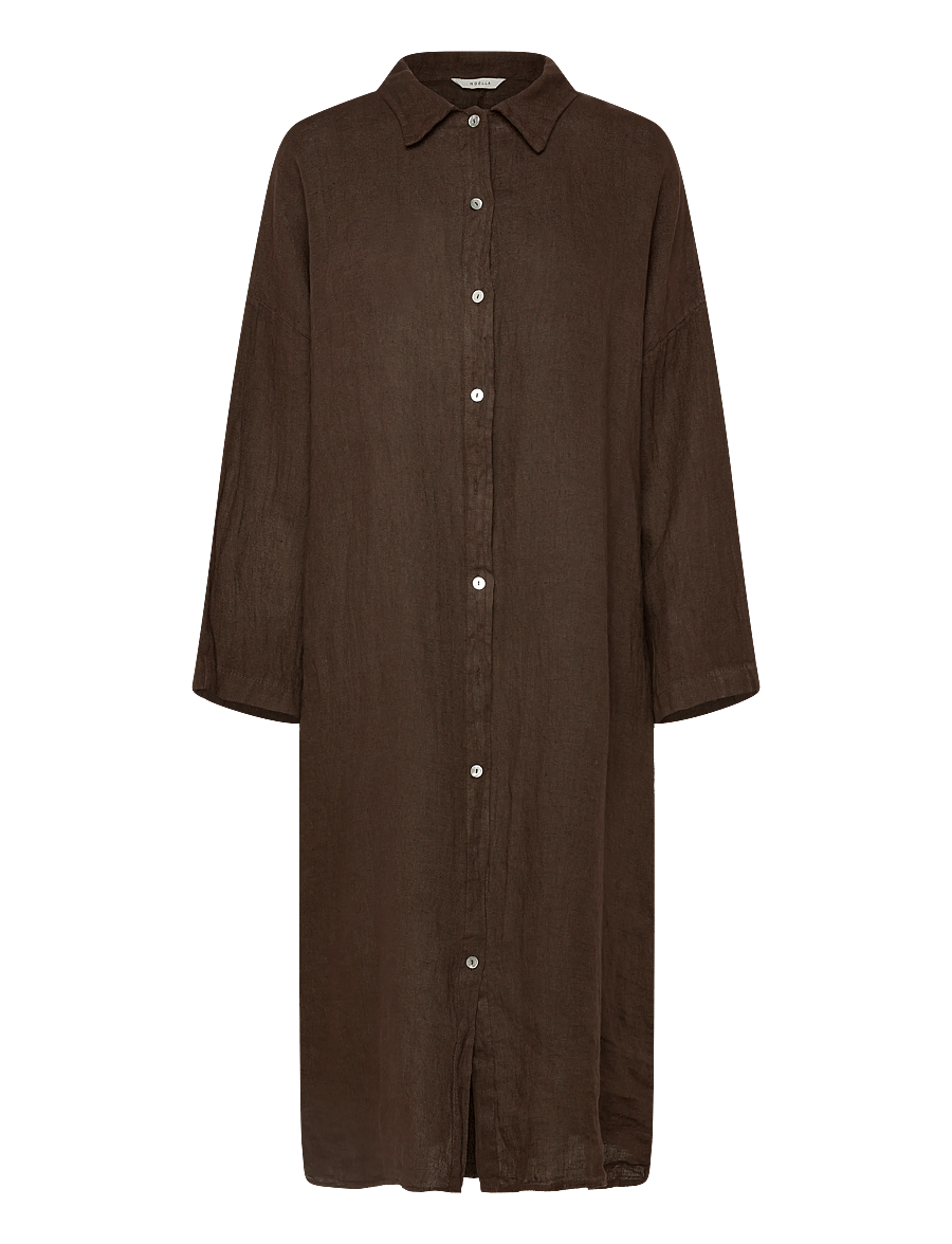 Noella - N-Lorita Dress - skjortekjoler - chocolate - 1