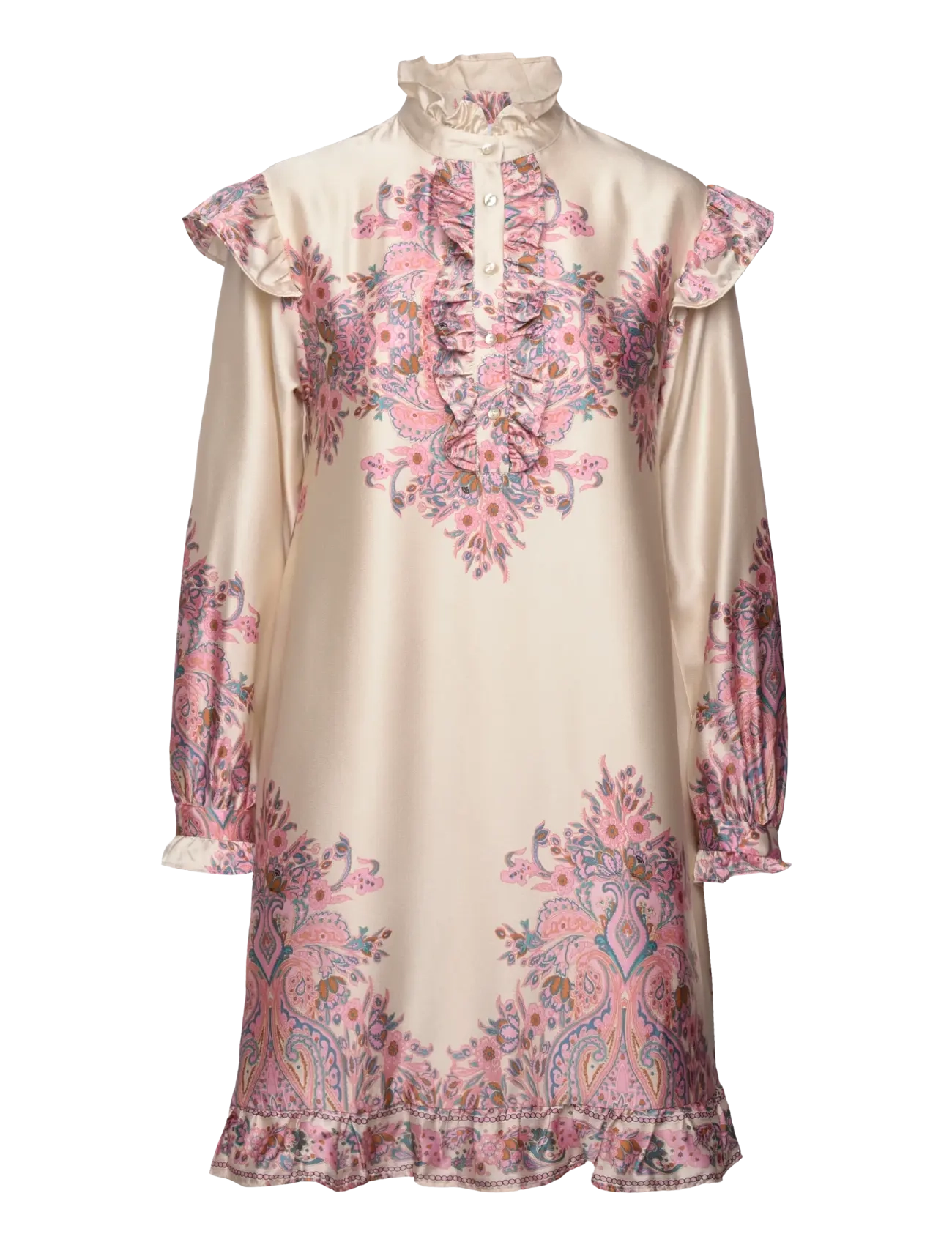 Noella Reno Ruby Ruffle Dress - Midi kjoler - DRUSELLA PRINT / pink/rose