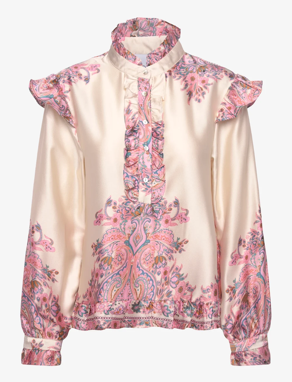 Noella - Reno Ruby Ruffle Blouse - langærmede skjorter - drusella print - 1
