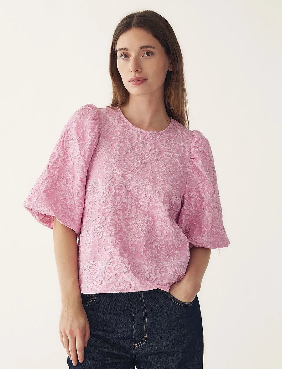 Noella - N-Shelly Blouse - kurzärmelige blusen - baby pink - 0
