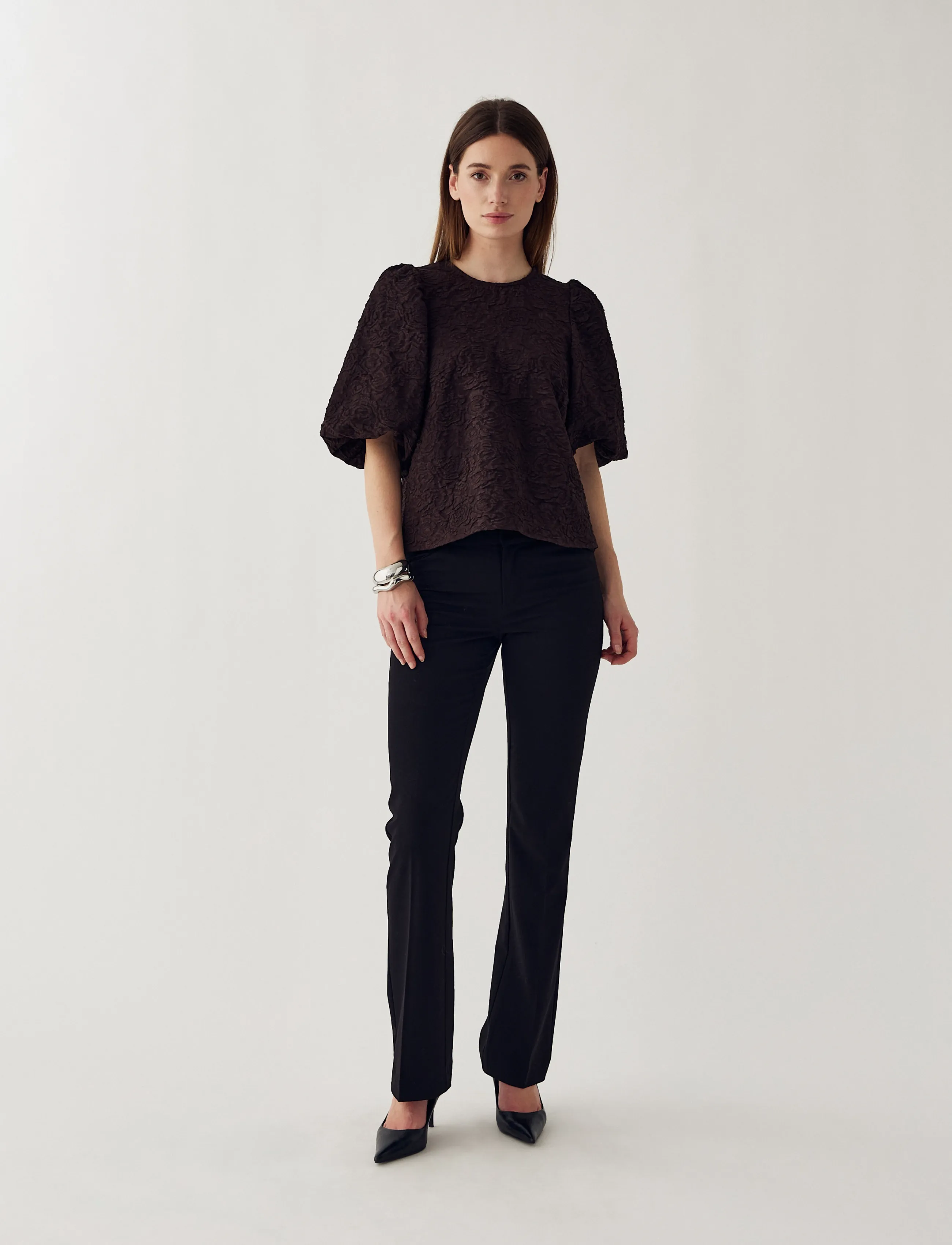 Noella - N-Shelly Blouse - kortärmade blusar - chocolate - 5