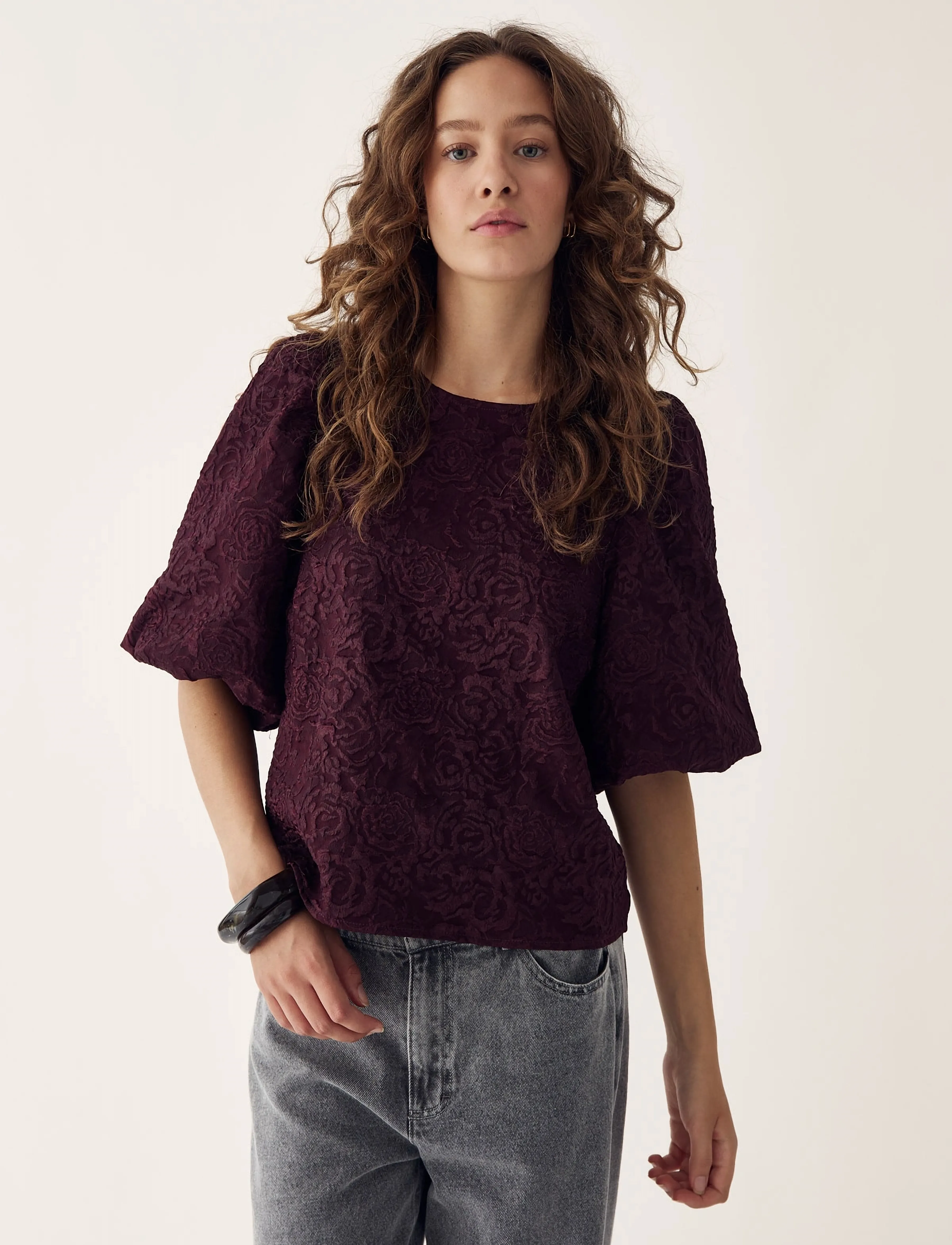 Noella N-Shelly Blouse, S, Burgundy, Bluser > Kortærmede, Dame