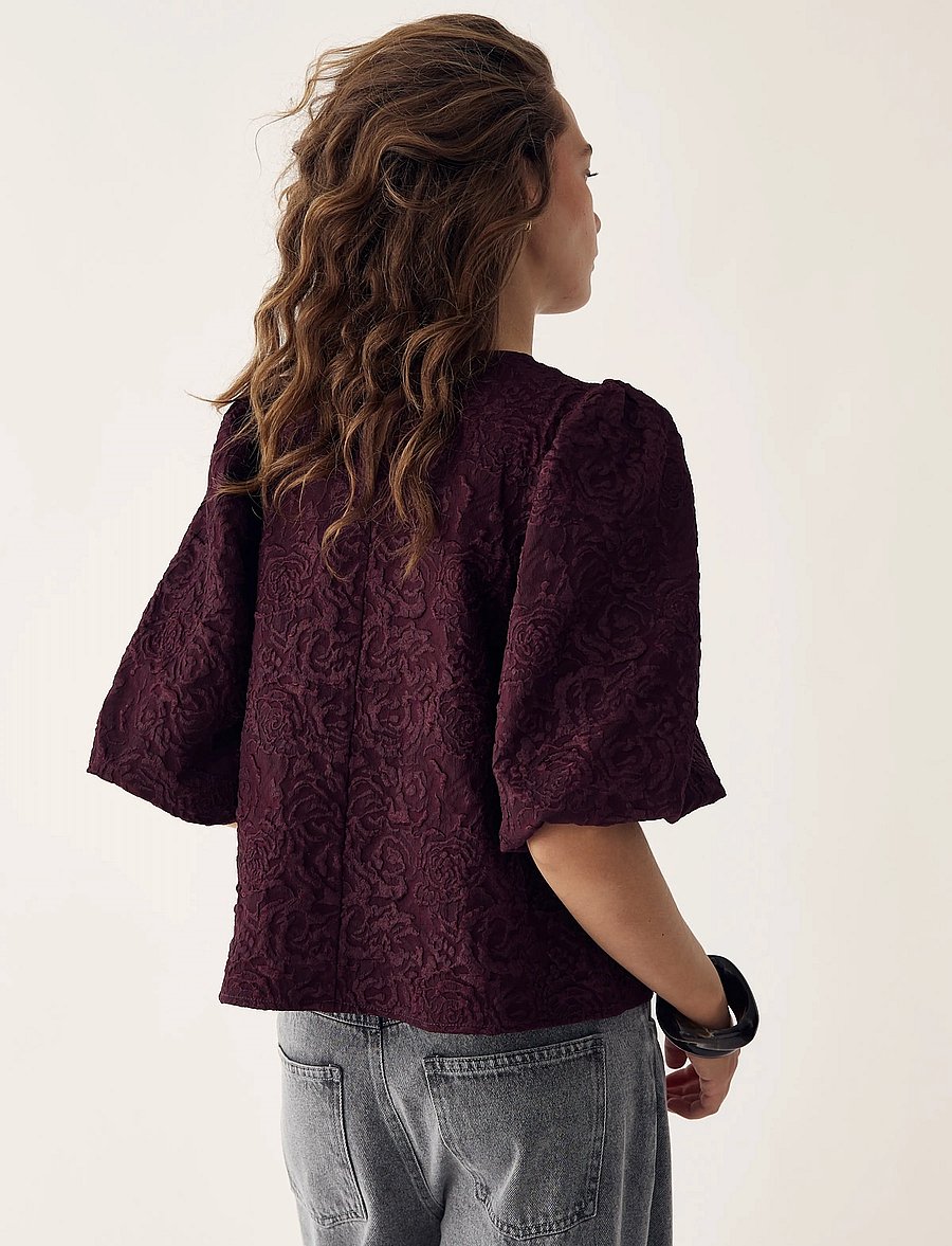Noella - N-Shelly Blouse - kurzärmelige blusen - winetasting - 3
