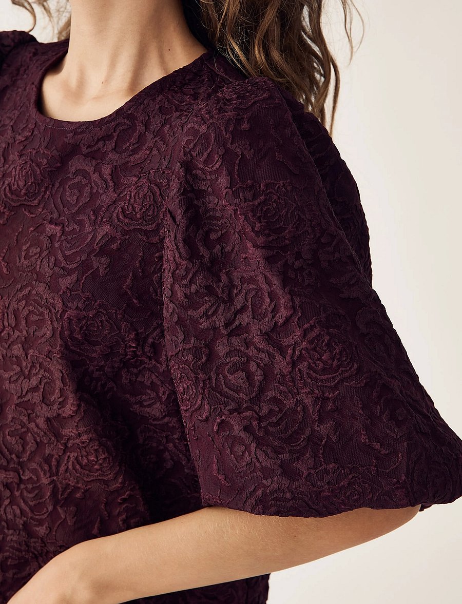 Noella - N-Shelly Blouse - kurzärmelige blusen - winetasting - 4