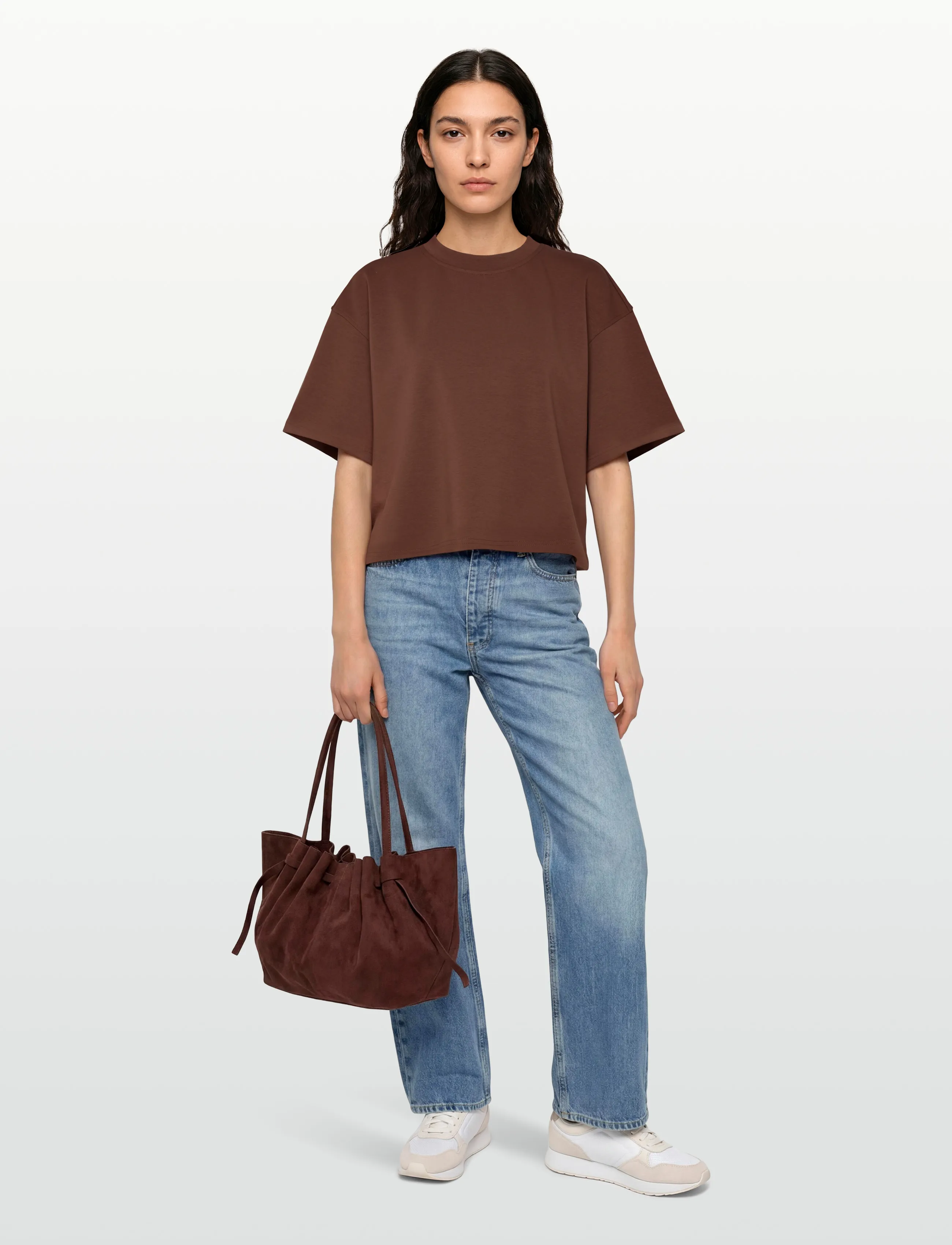 Noella N-Maple T-Shirt, Kvinder, Kort T-shirt, Brun, Str: XL