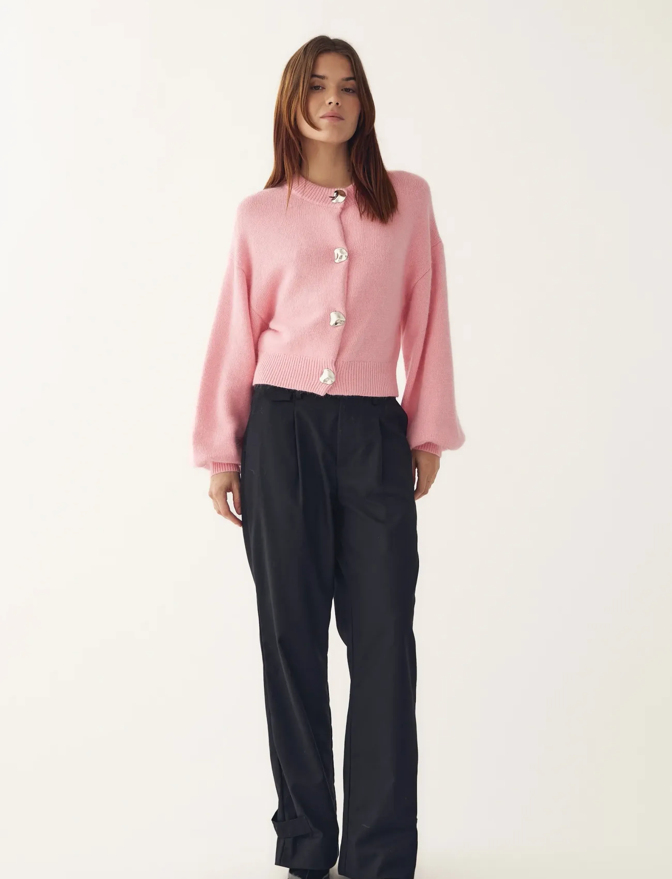 Noella N-Miley Knit Cardigan - Riided - BABY PINK / pink/rose