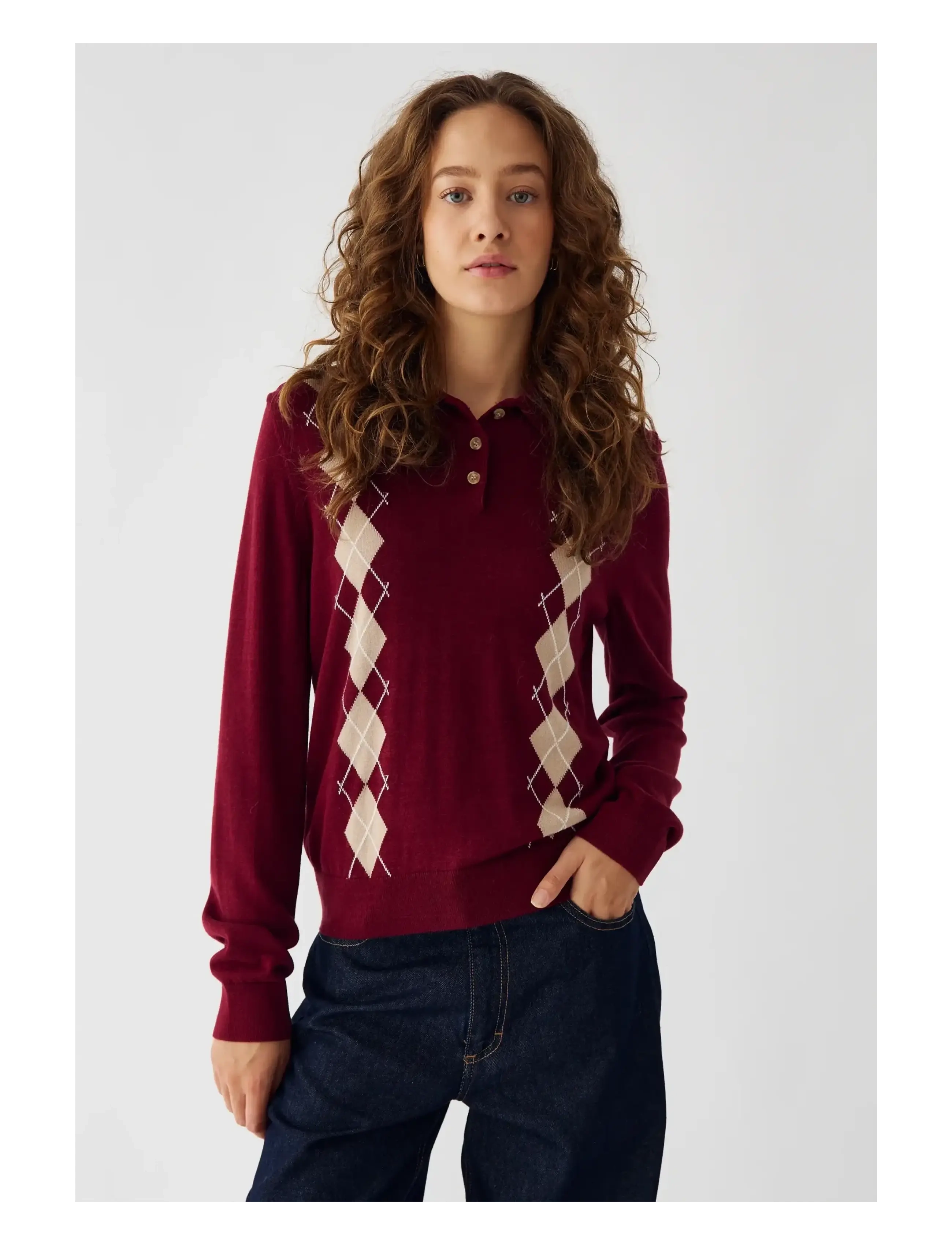 Noella N-Maxine Knit - Transitional Layering - DASHA WINETASTING CHECK / burgundy