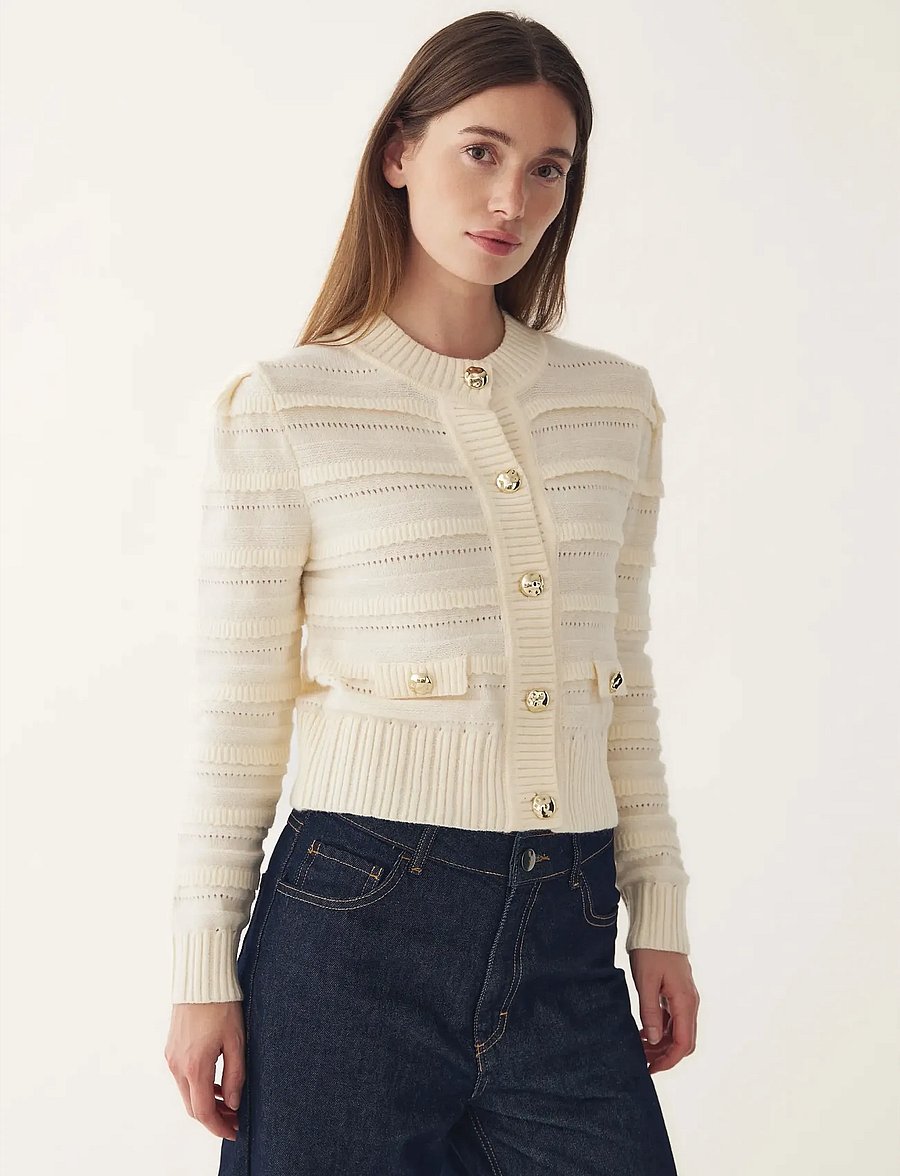 Noella - N-Maddison Knit Cardigan - strickjacken - ivory - 0