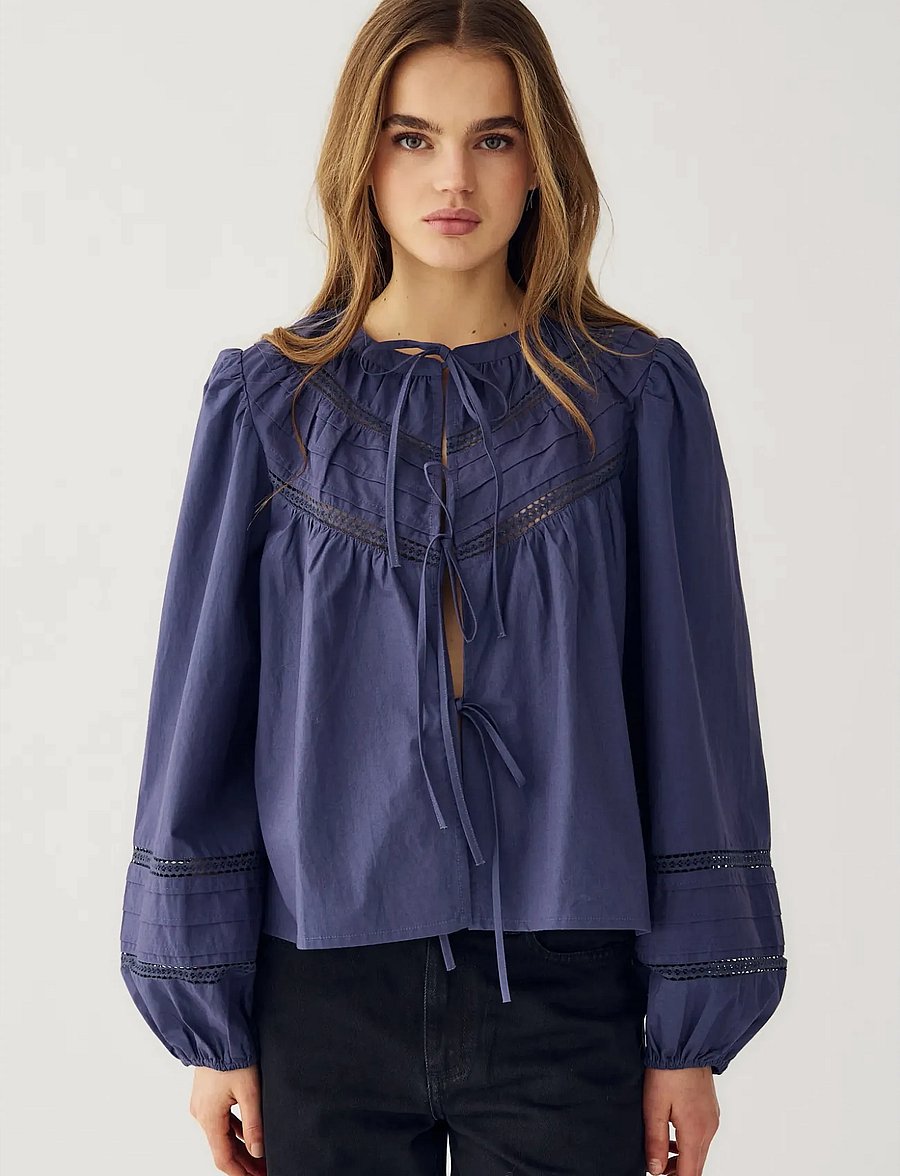 Noella - N-Marceline Blouse - pikkade varrukatega pluusid - dusty blue - 5