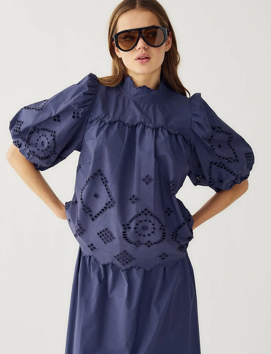 Noella - N-Marilyn Blouse - lühikeste varrukatega pluusid - dusty blue - 4