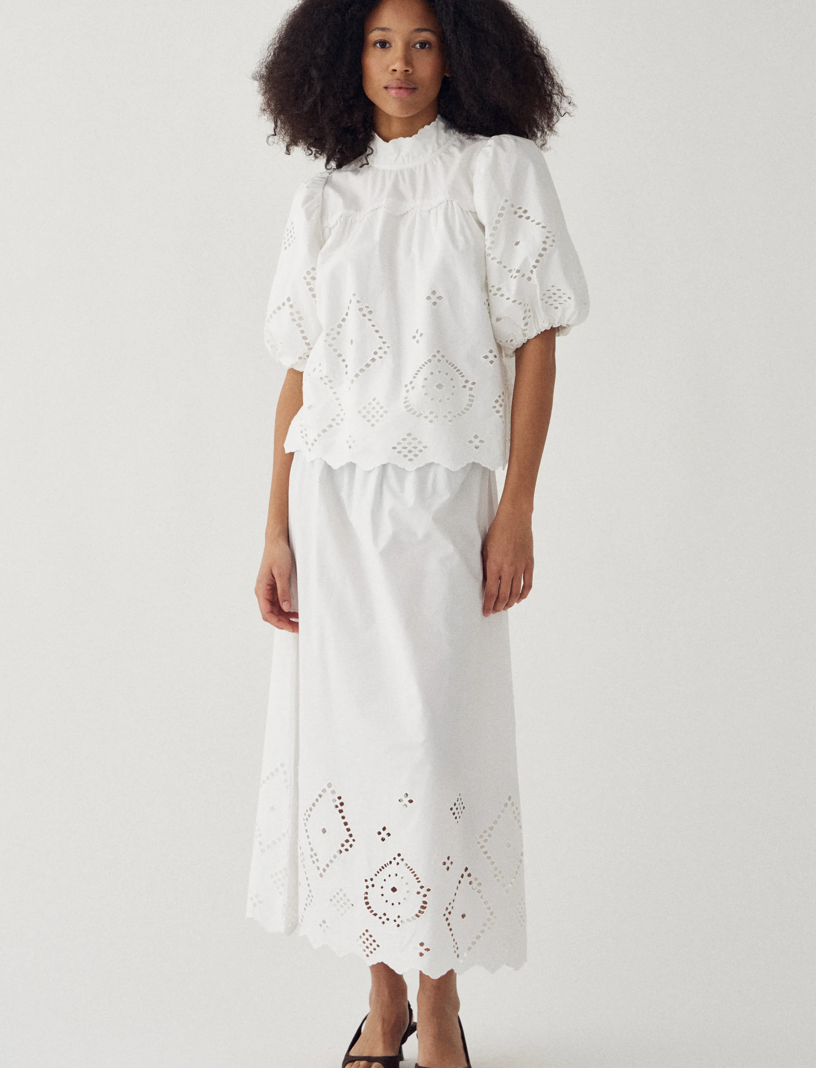 Noella - N-Marilyn Blouse - kurzärmelige blusen - white - 2