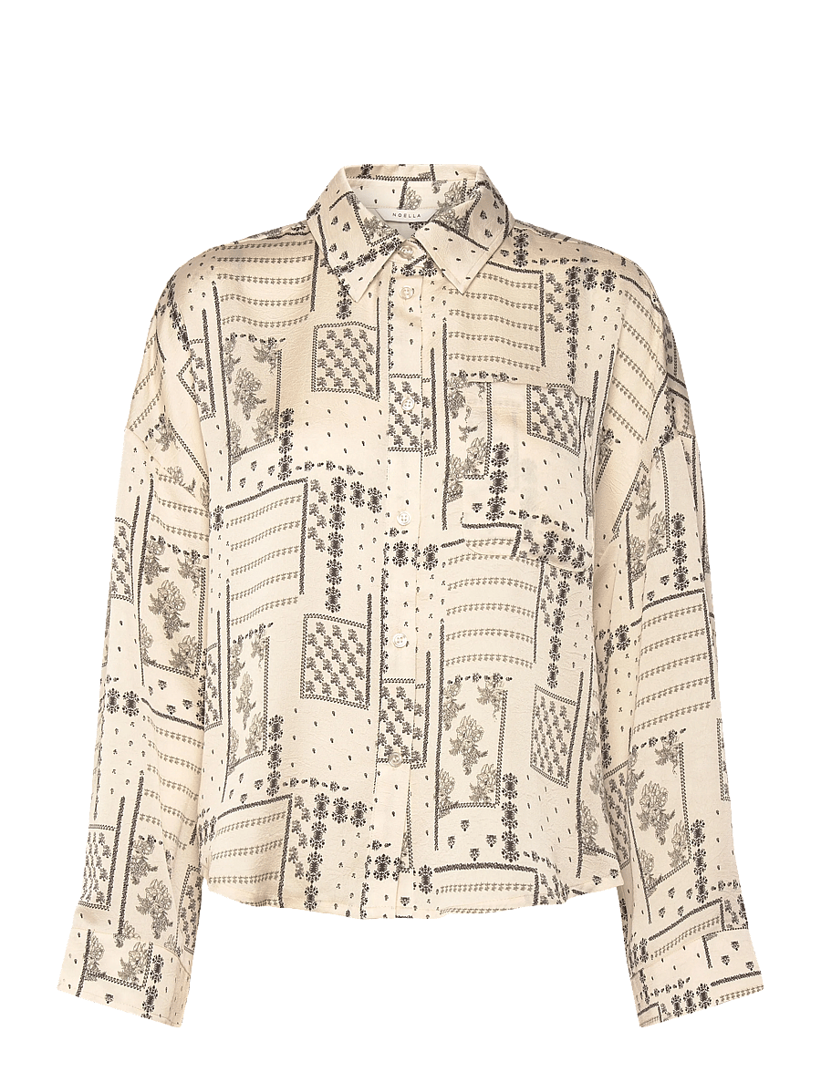 Noella - N-Lirinnah Shirt - långärmade skjortor - dolly ivory print - 1