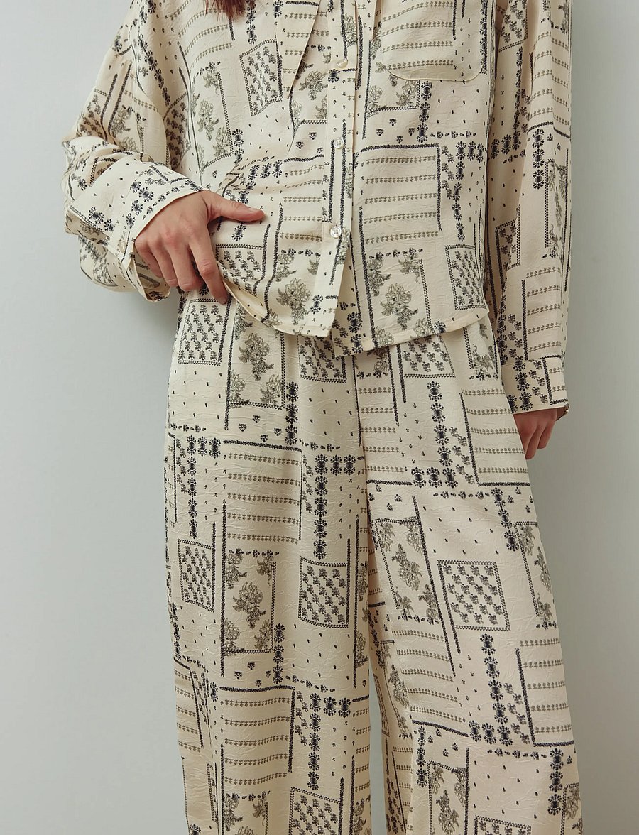 Noella - N-Kameron MW Pants - laia säärega püksid - dolly ivory print - 0