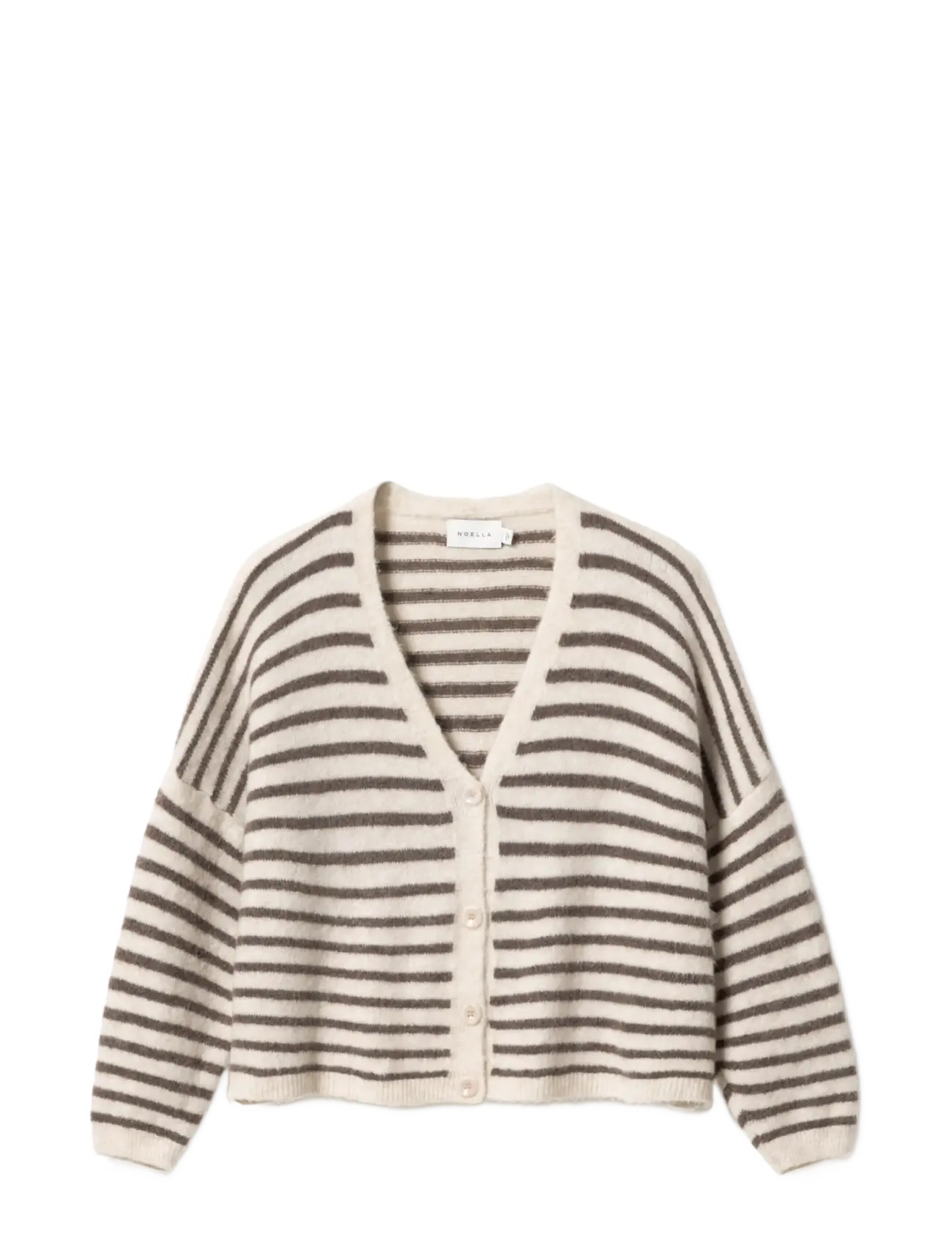 Noella N-Lenda Knit Cardigan - Koftor - BROWN IVORY STRIPE / cream
